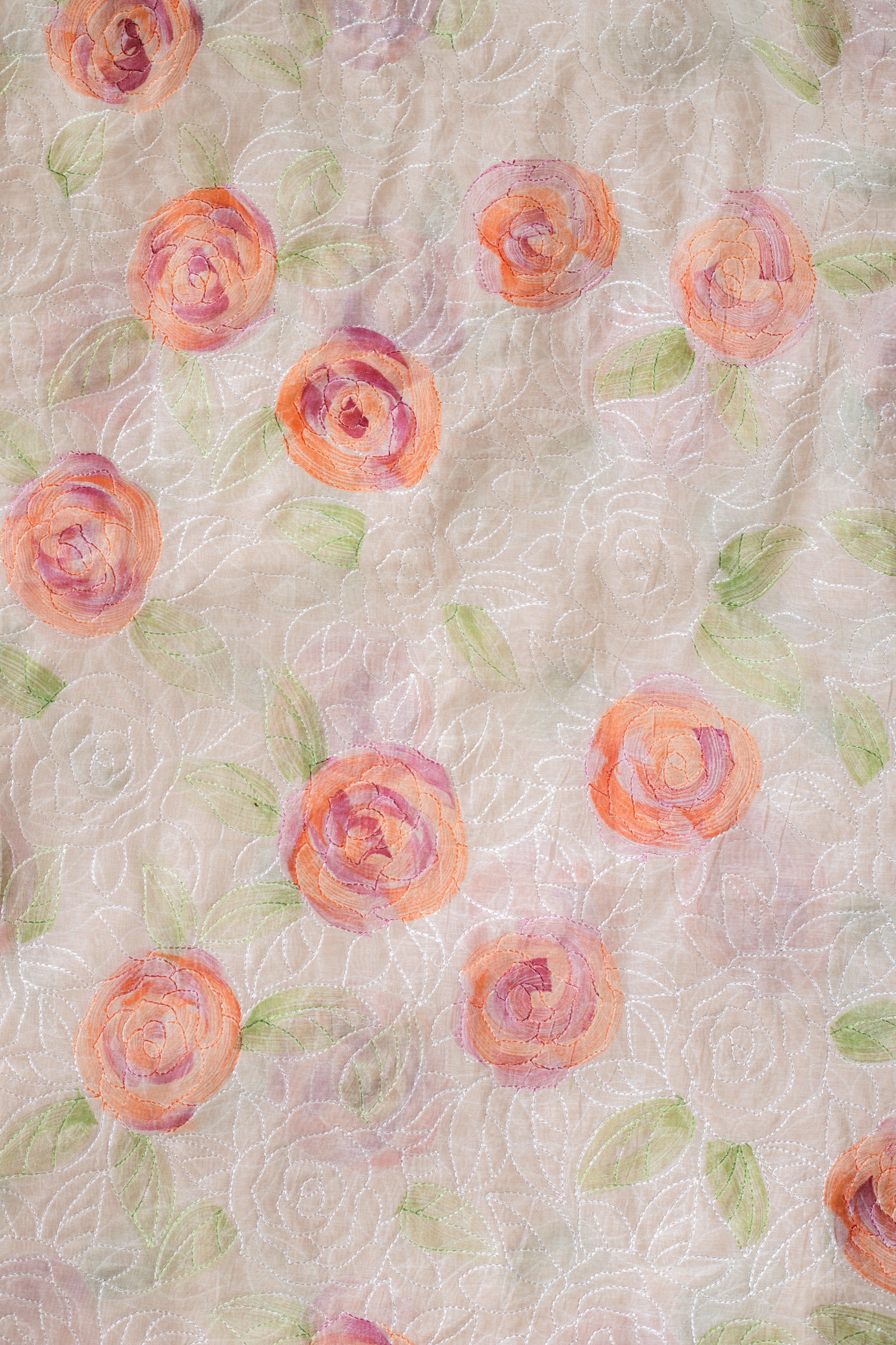 Luxe White with Peach Fabric