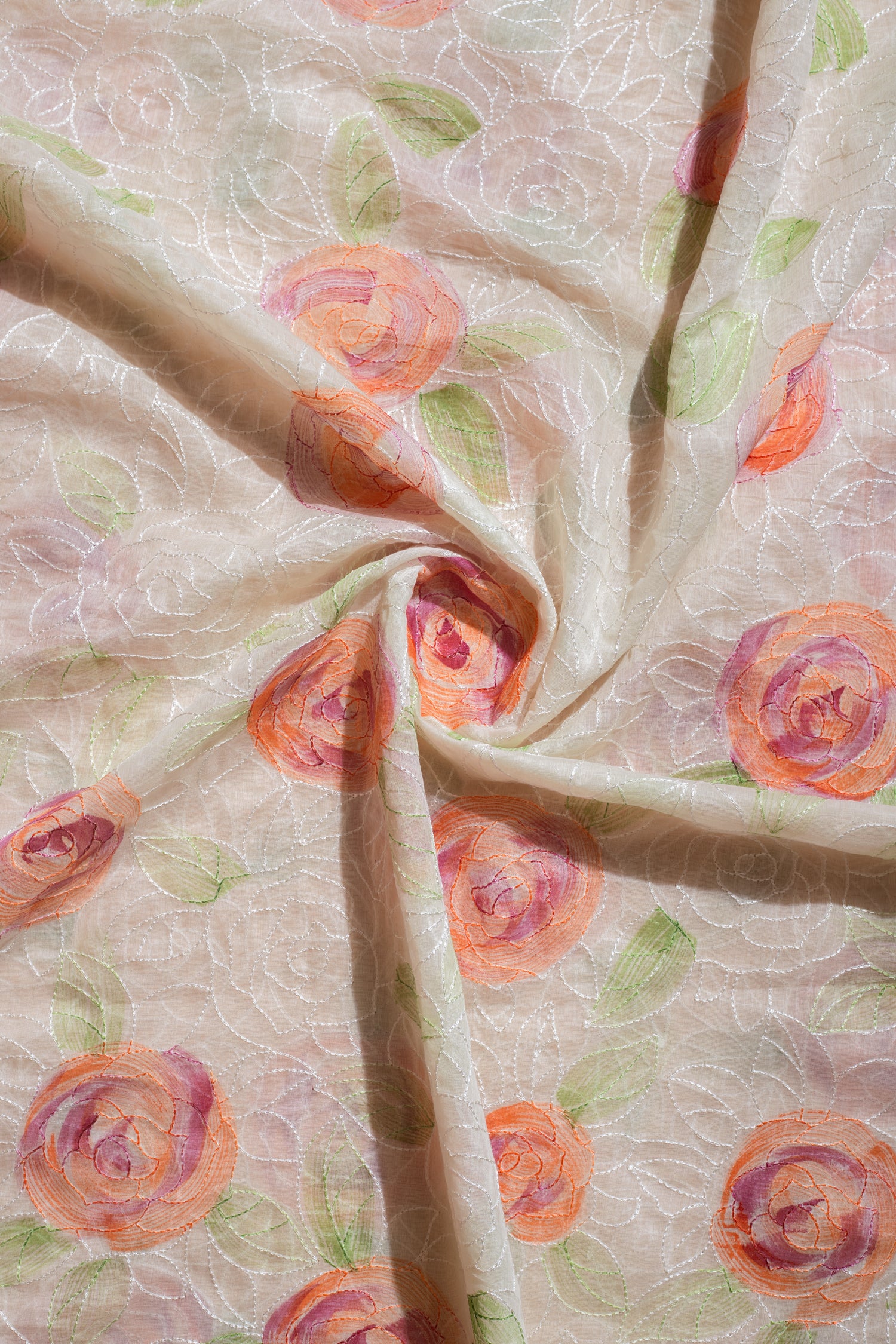 Luxe White with Peach Fabric