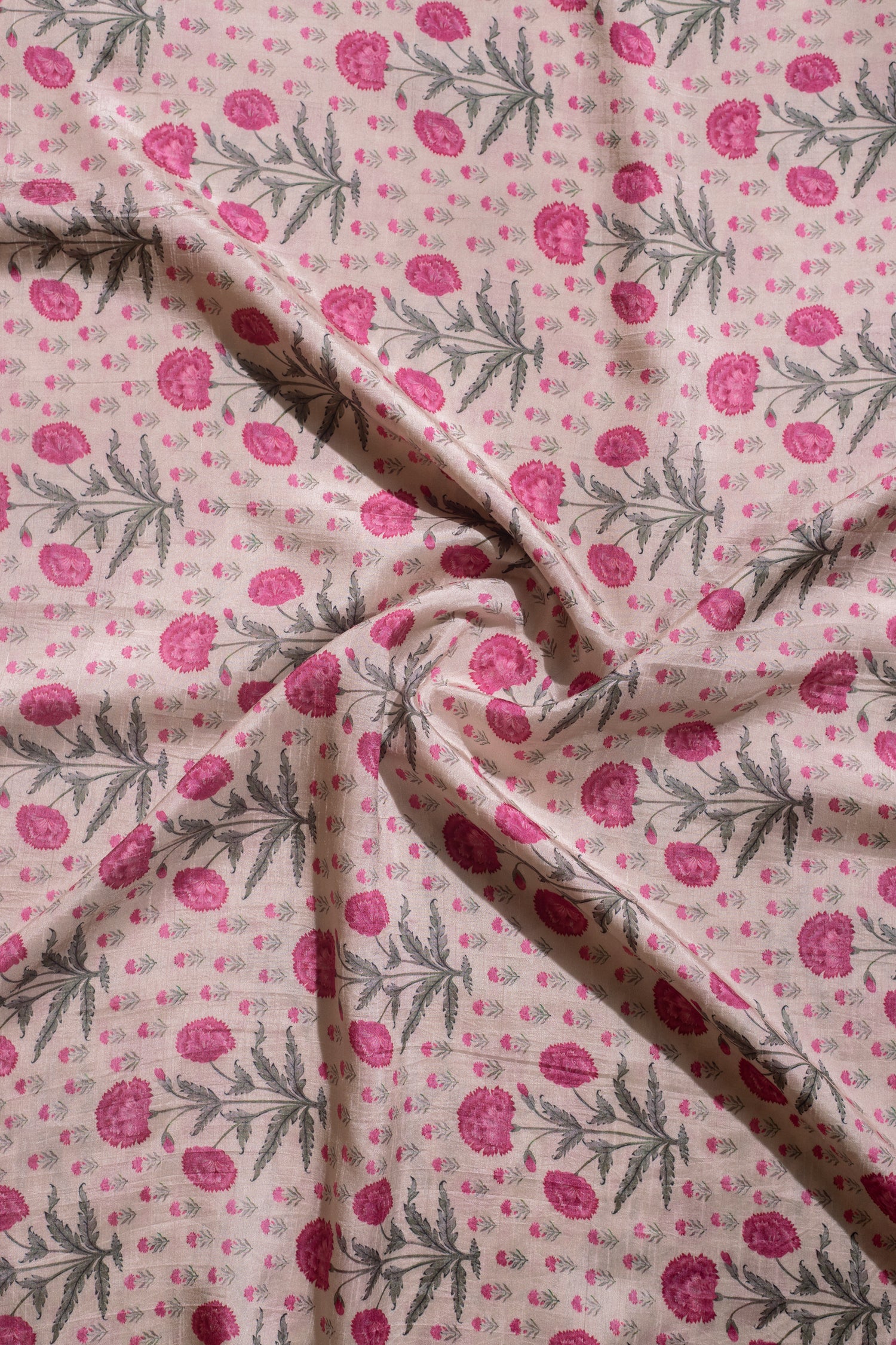Luxe Pink Printed Silk Blend Fabric