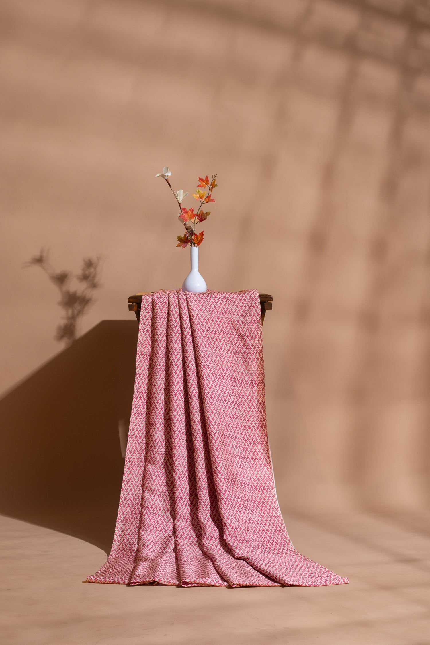 Luxe Pink Printed Silk Blend Fabric