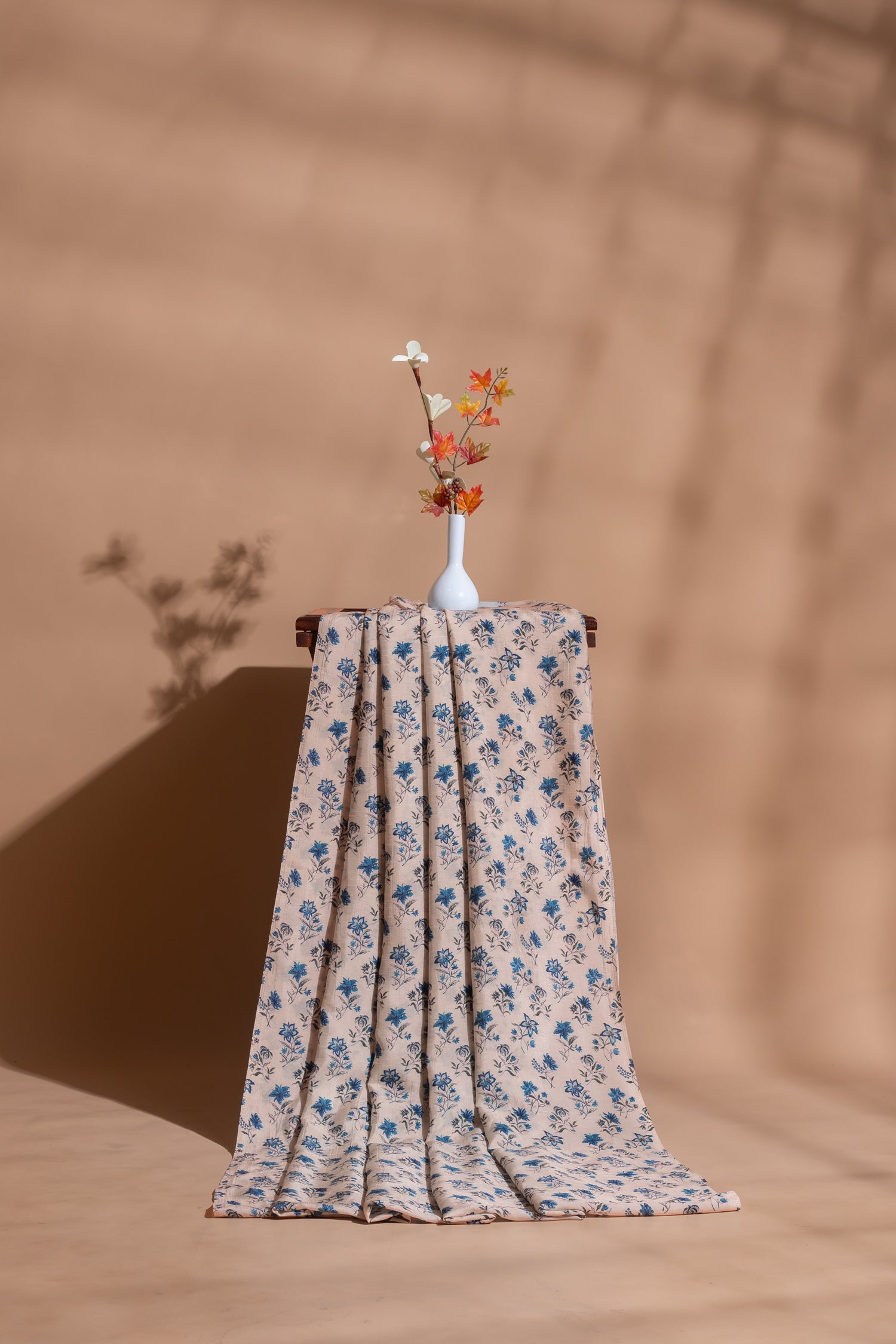 Luxe Blue Printed Silk Blend Fabric