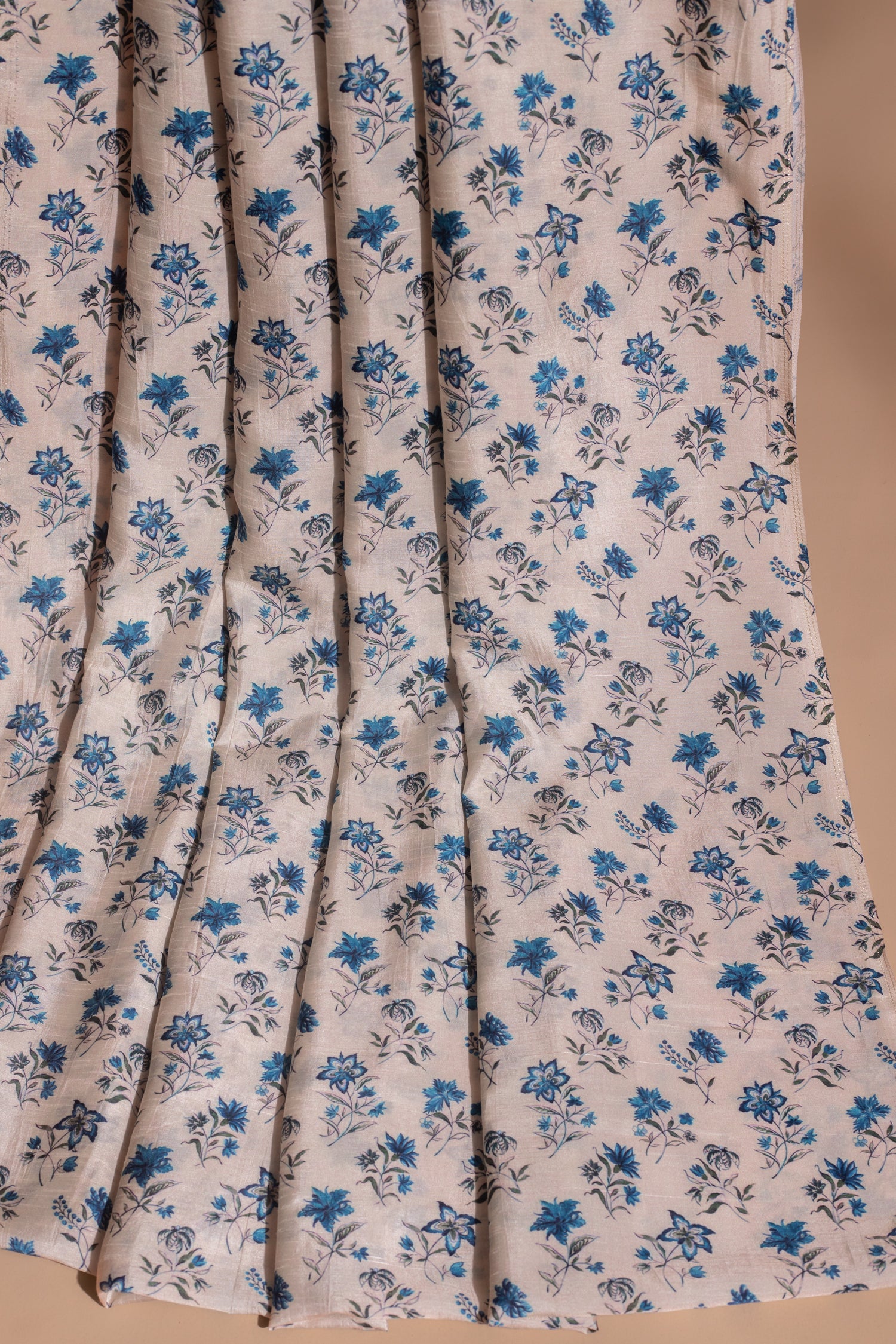 Luxe Blue Printed Silk Blend Fabric