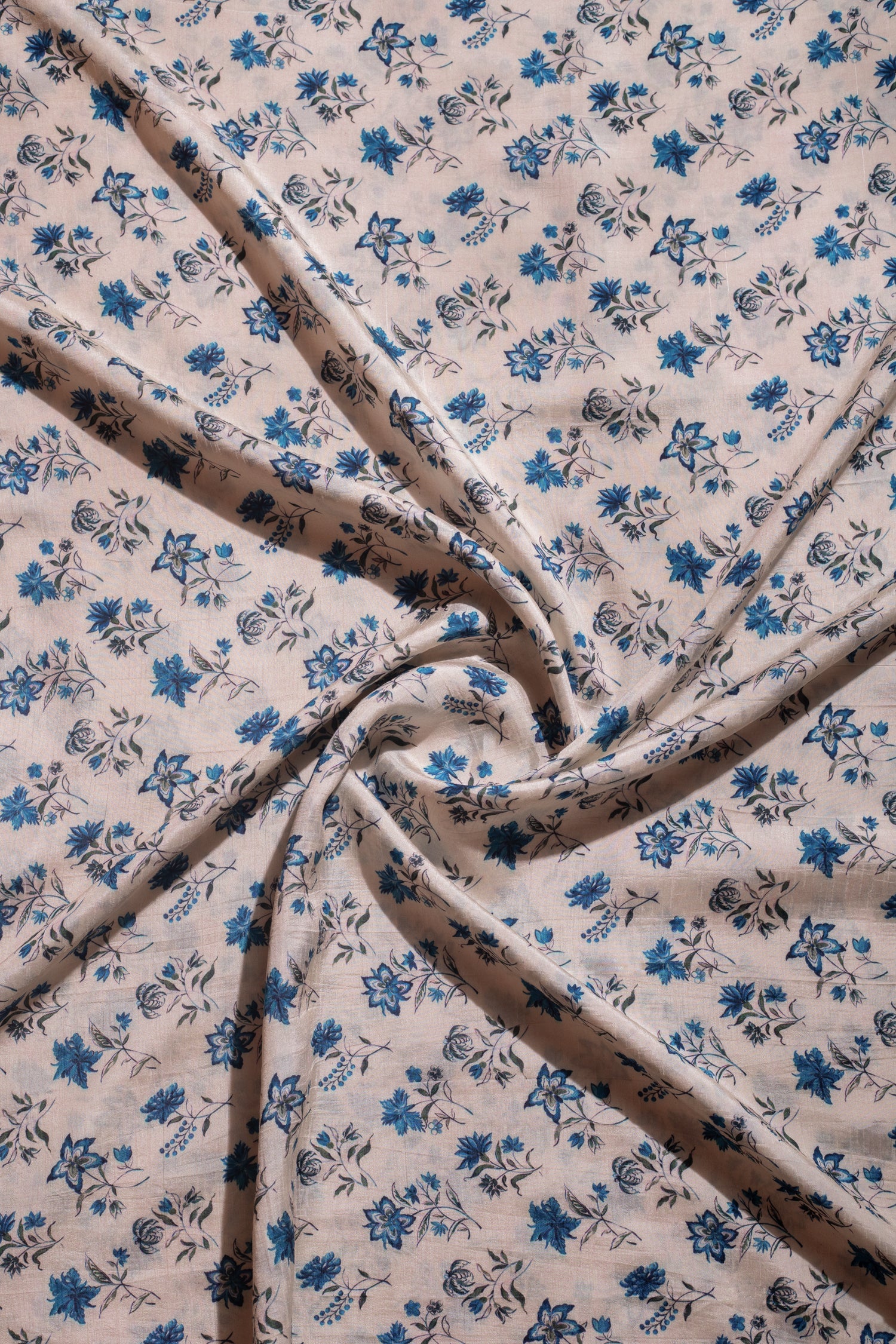 Luxe Blue Printed Silk Blend Fabric