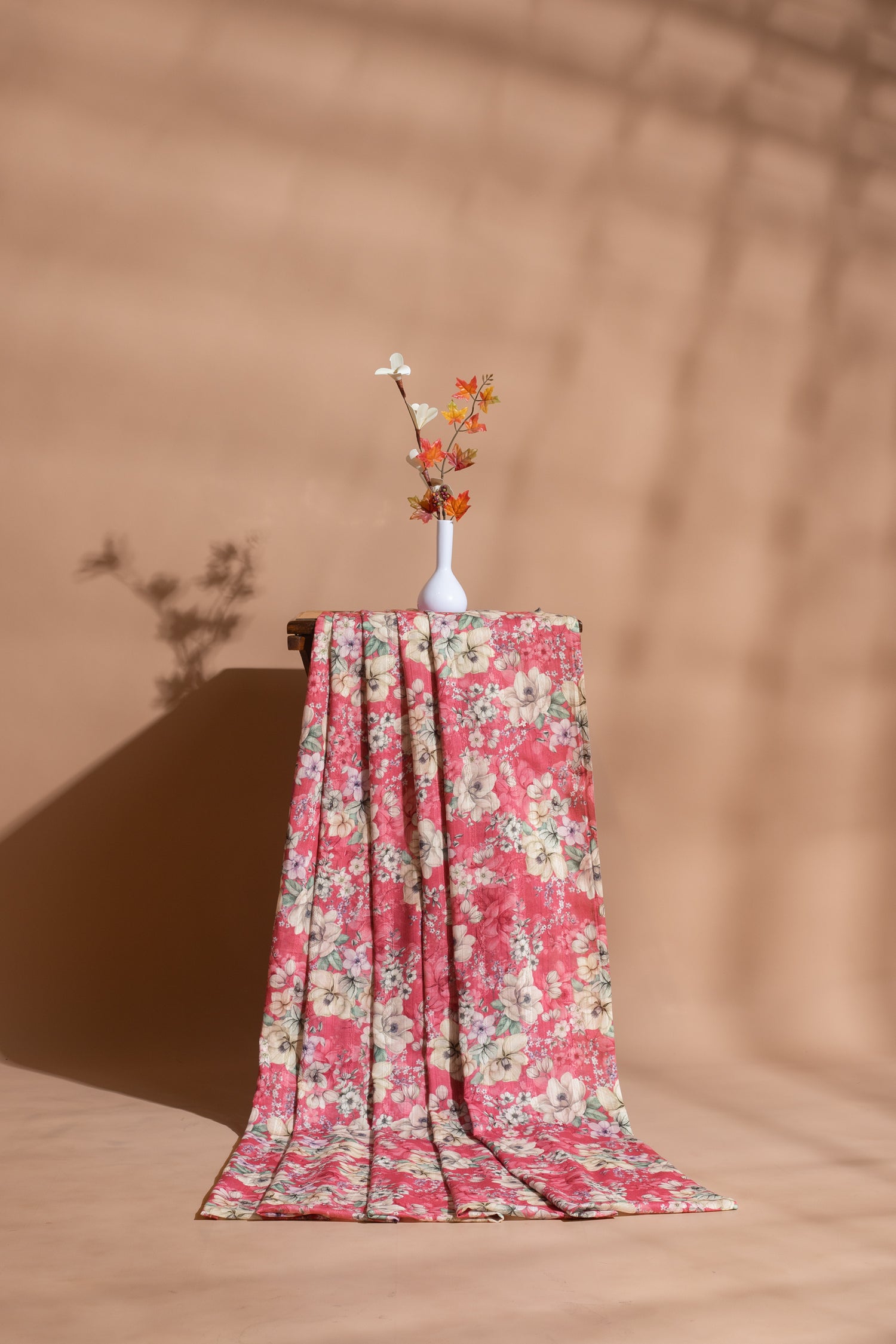 Roze Pink Cotton Printed Fabric