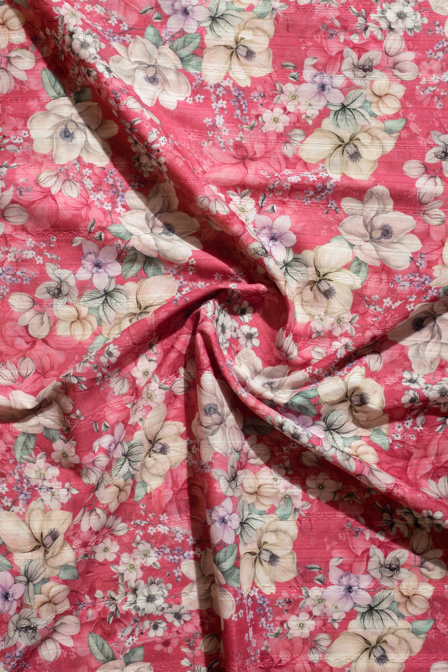 Roze Pink Cotton Printed Fabric