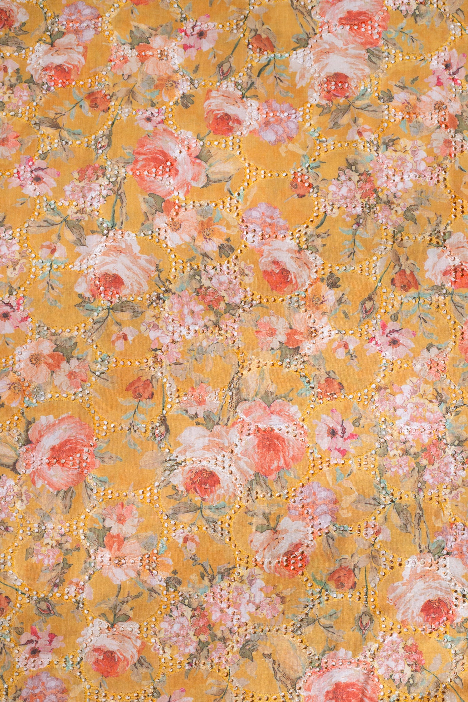 Roze Yellow Cotton Printed Fabric