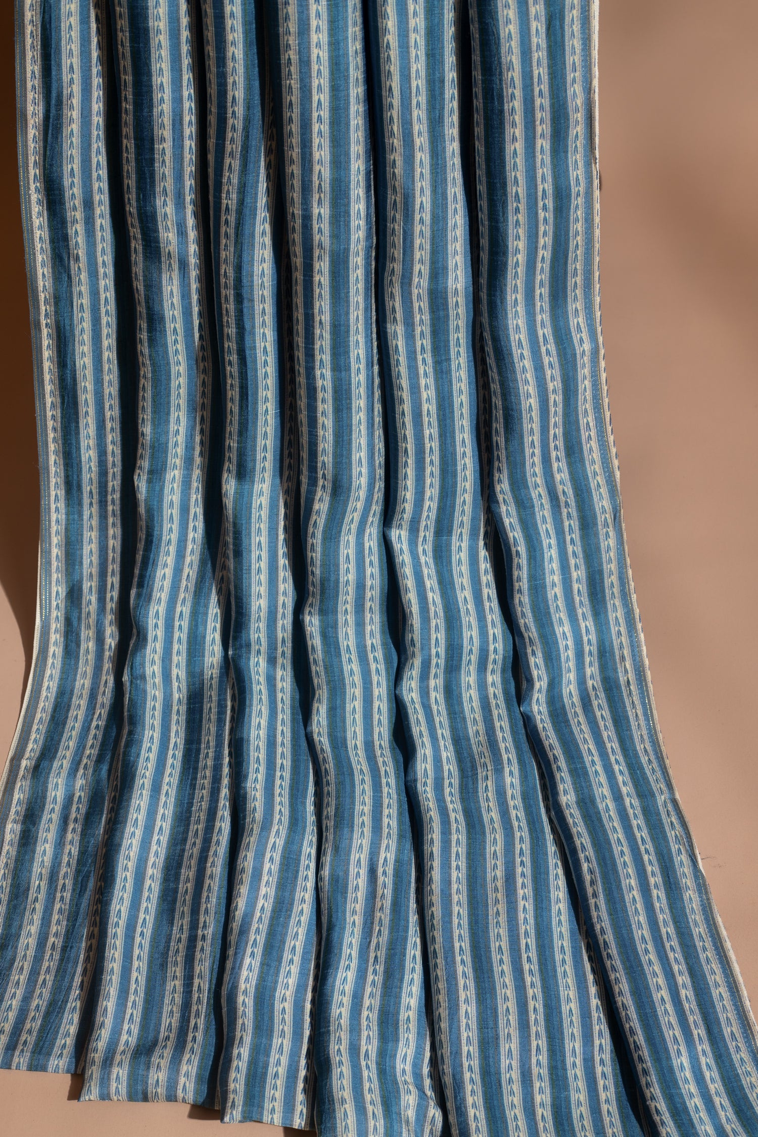 Luxe Blue Printed Silk Blend Fabric