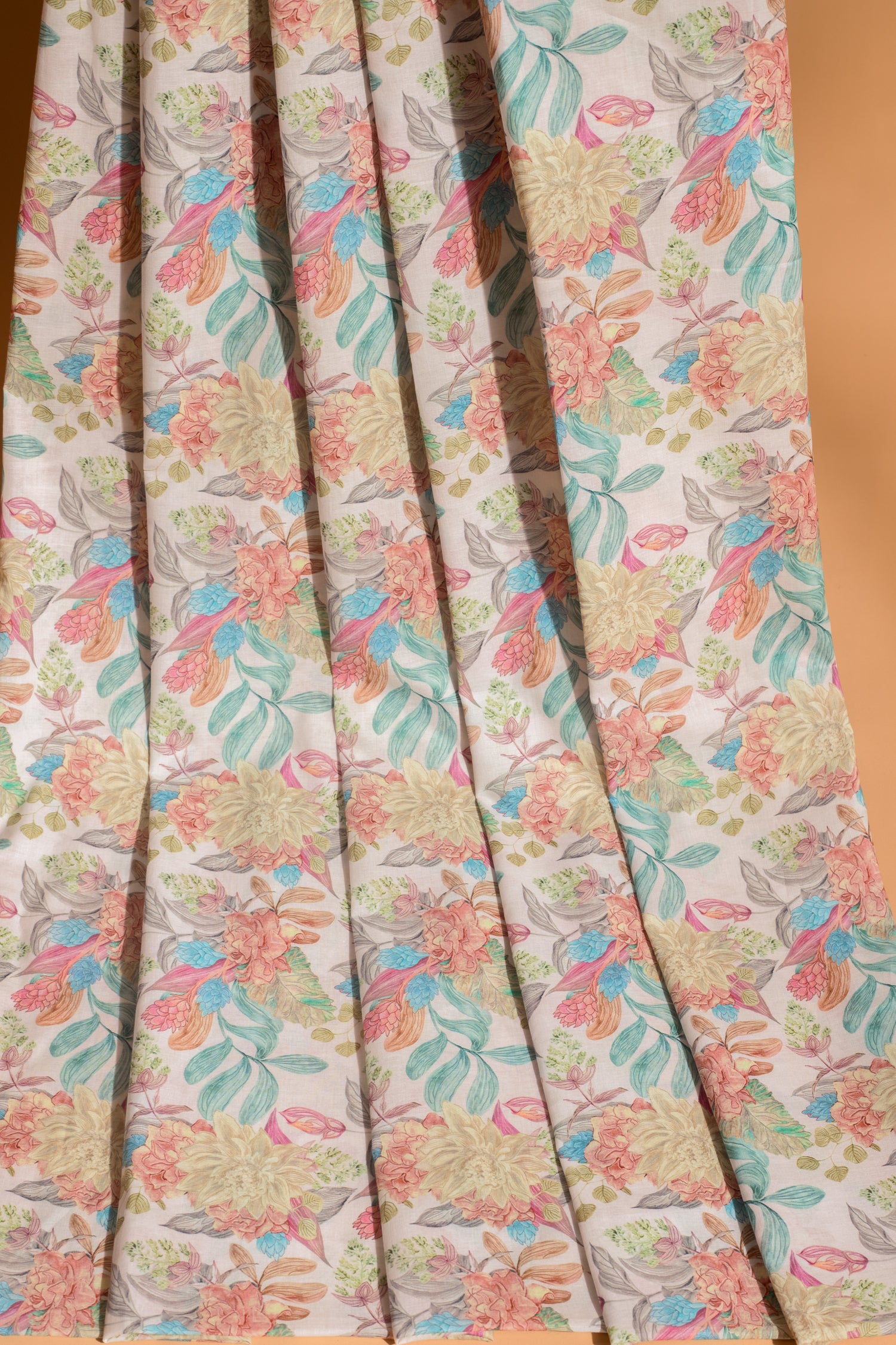 Afreen Ivory Cotton Printed Fabric