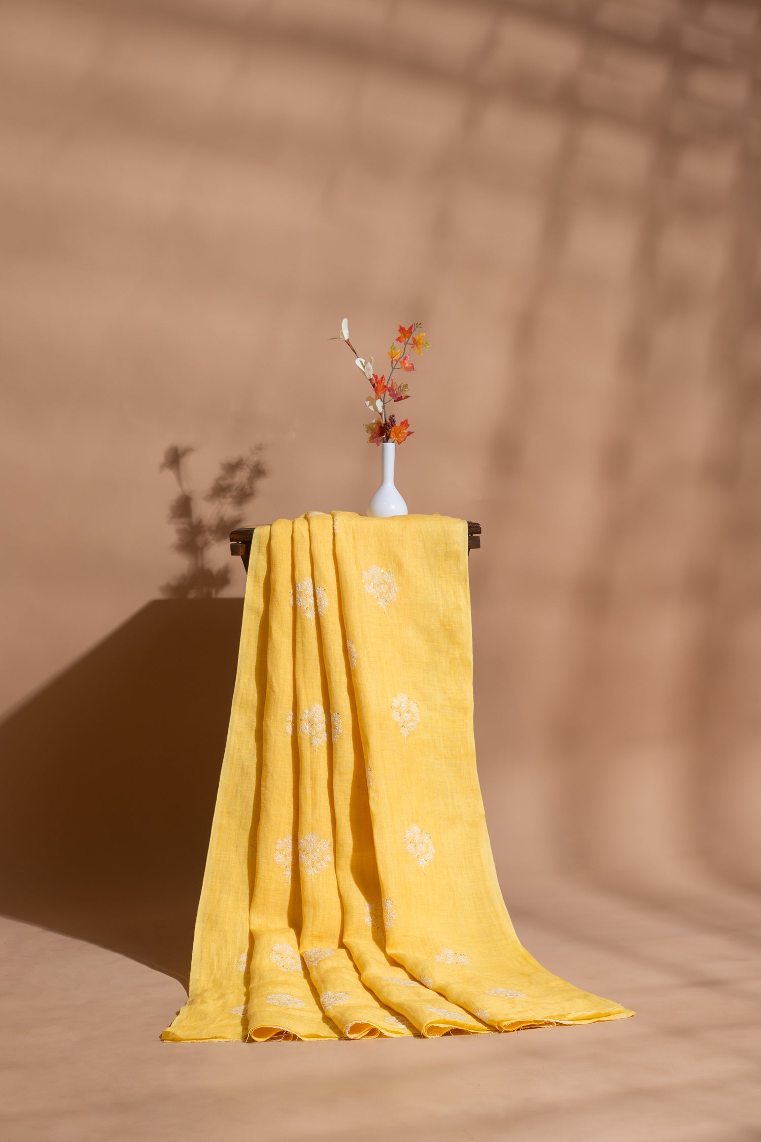 Linen Yellow Threadwork fabric
