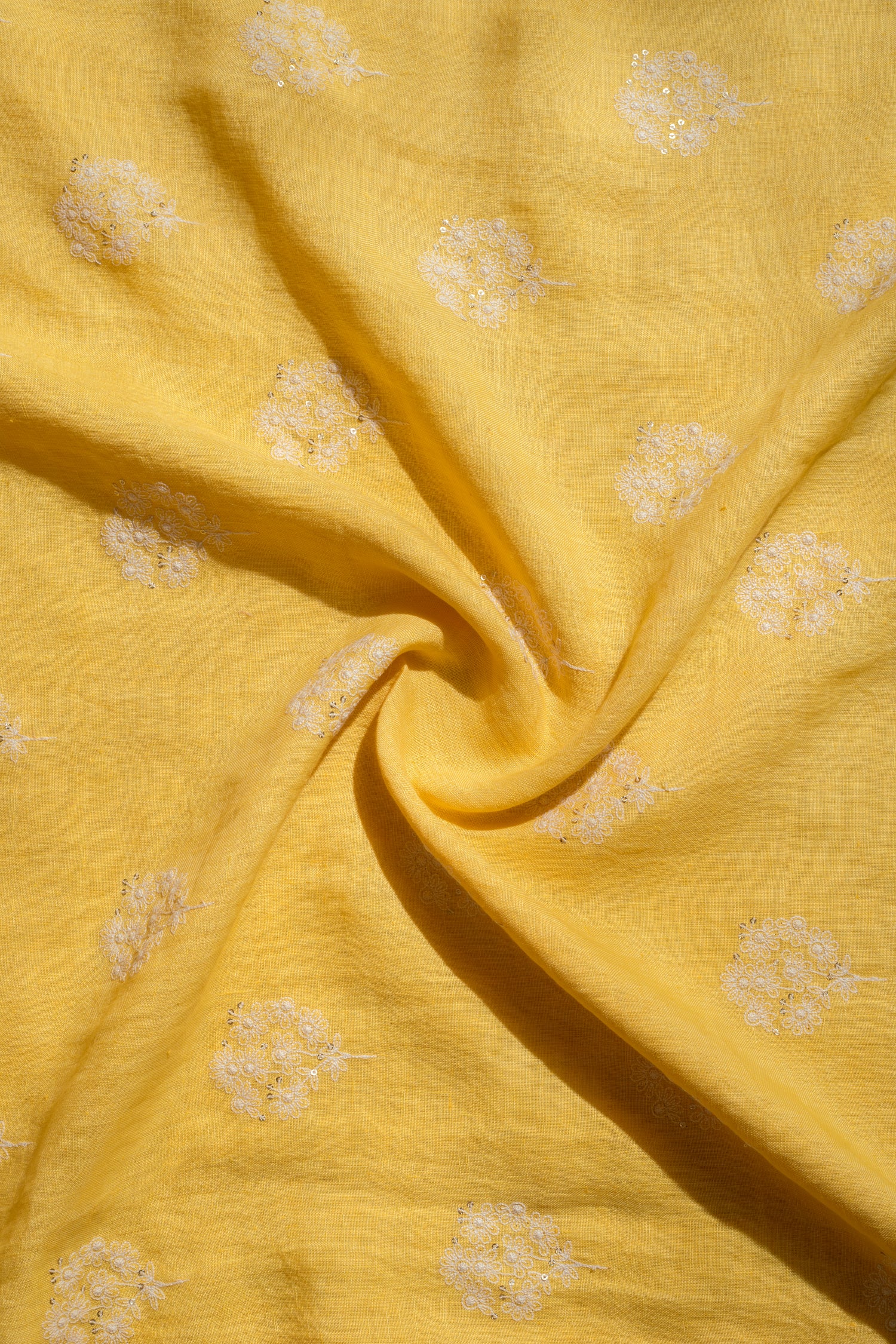Linen Yellow Threadwork fabric