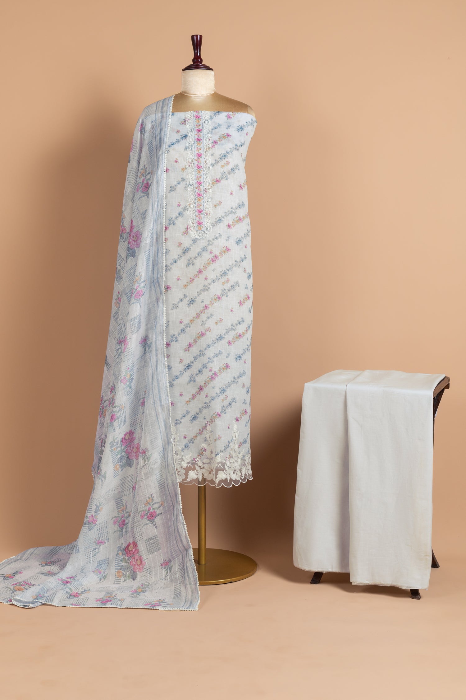 Linen Grey Unstitched Suit Set