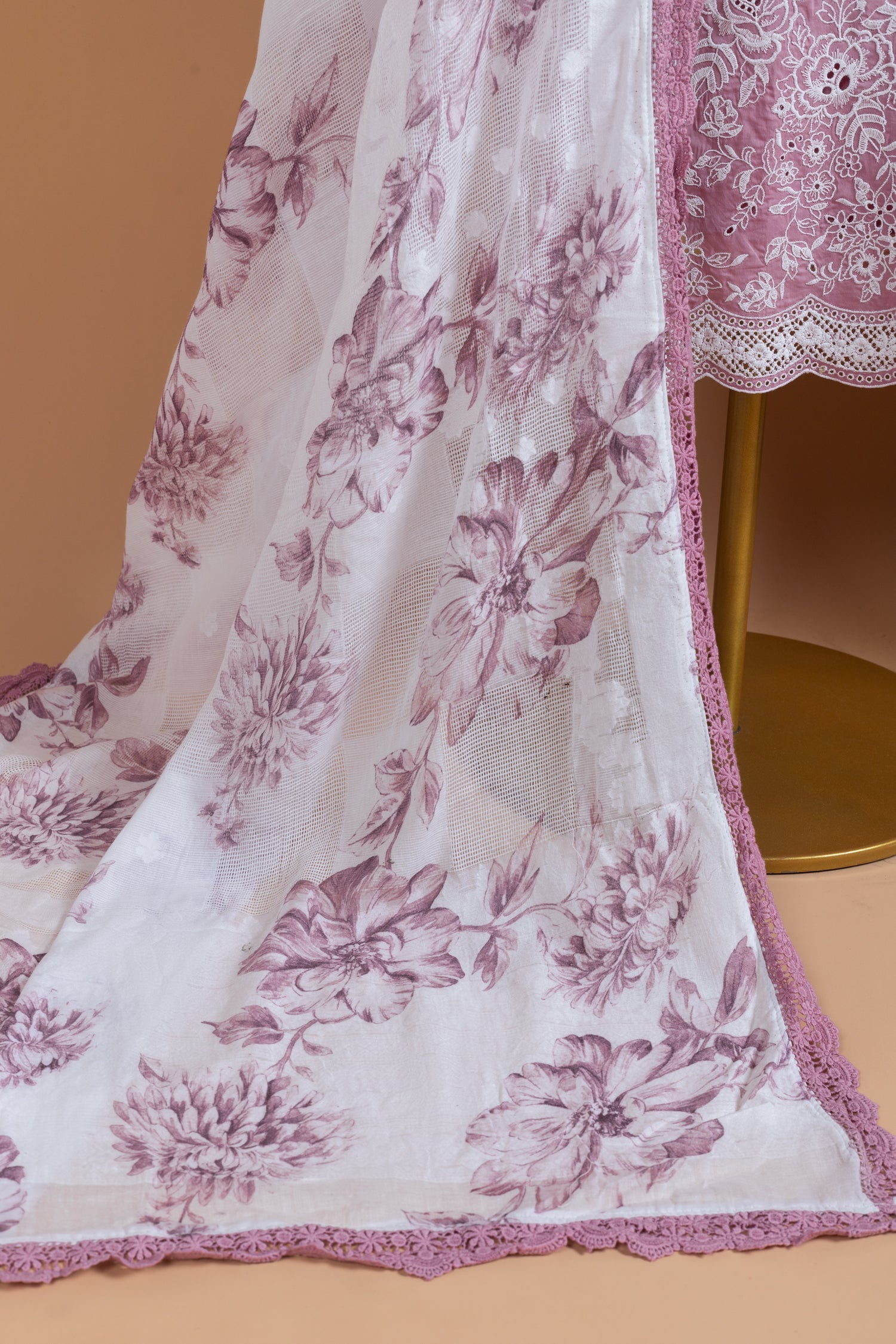 Afreen Soft cotton Almond Pink Unstitched Suit Set Sterling House