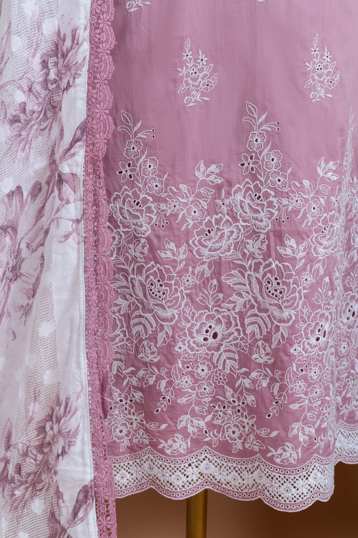 Afreen Soft cotton Almond Pink Unstitched Suit Set Sterling House