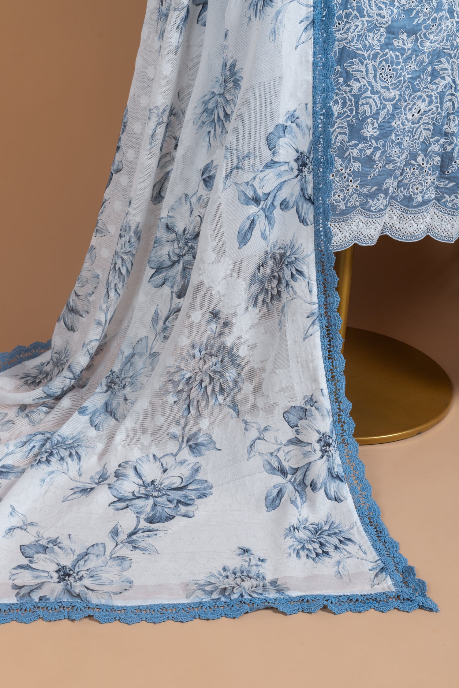Afreen Soft cotton Powder Blue Unstitched Suit Set Sterling House