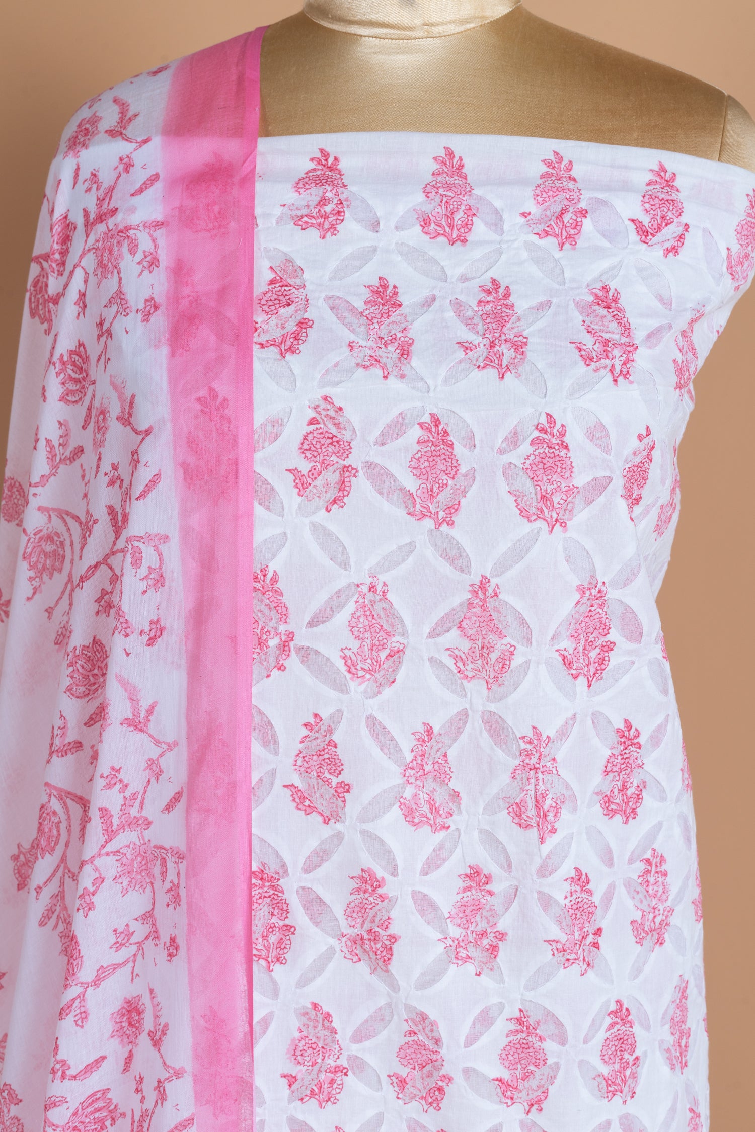Roze Cotton Pink Unstitched Suit Set Sterling House