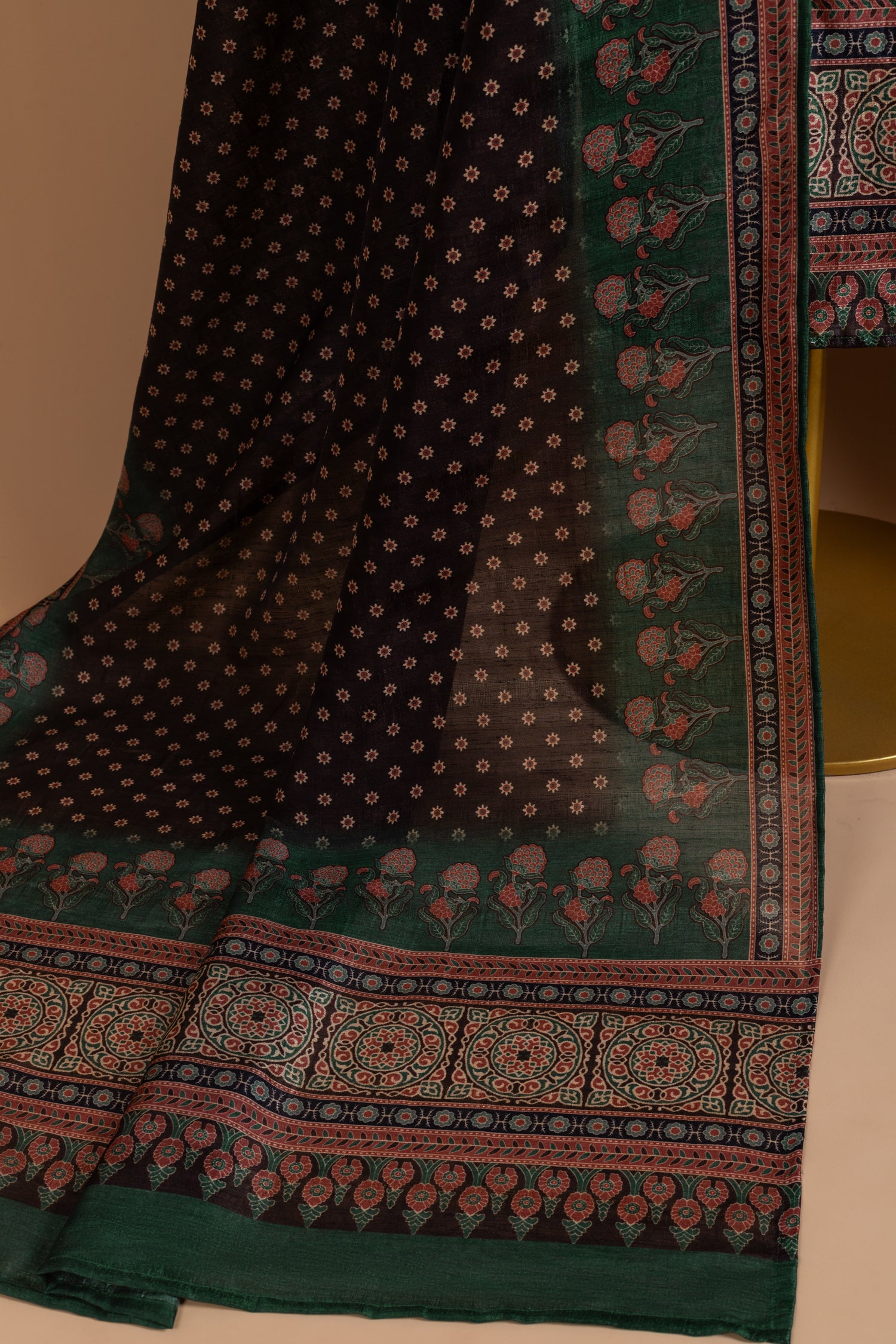 Anokhi Chanderi Silk Green Unstitched Suit Set