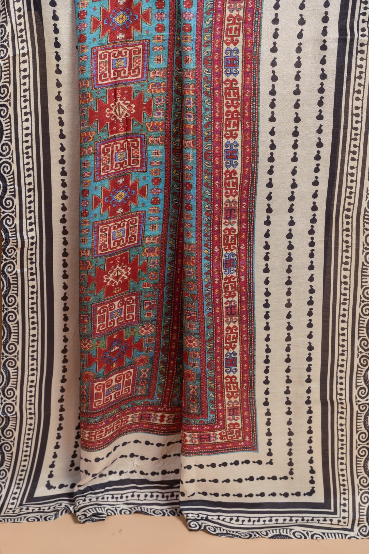 Afreen White With Black Cotton Readymade Set Sterling House