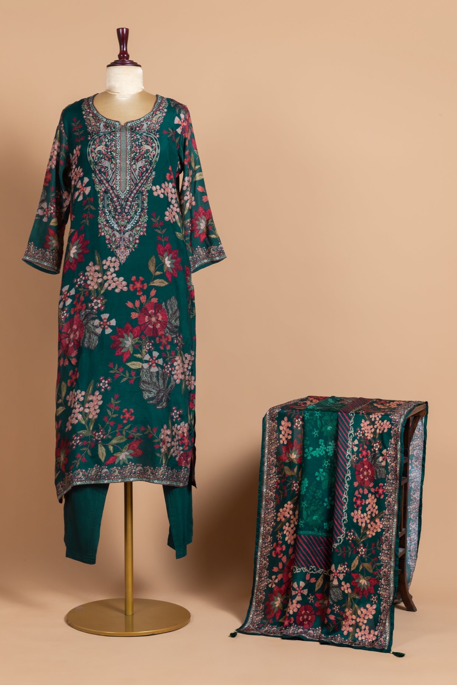 Afreen Sage green Cotton Readymade Set Sterling House
