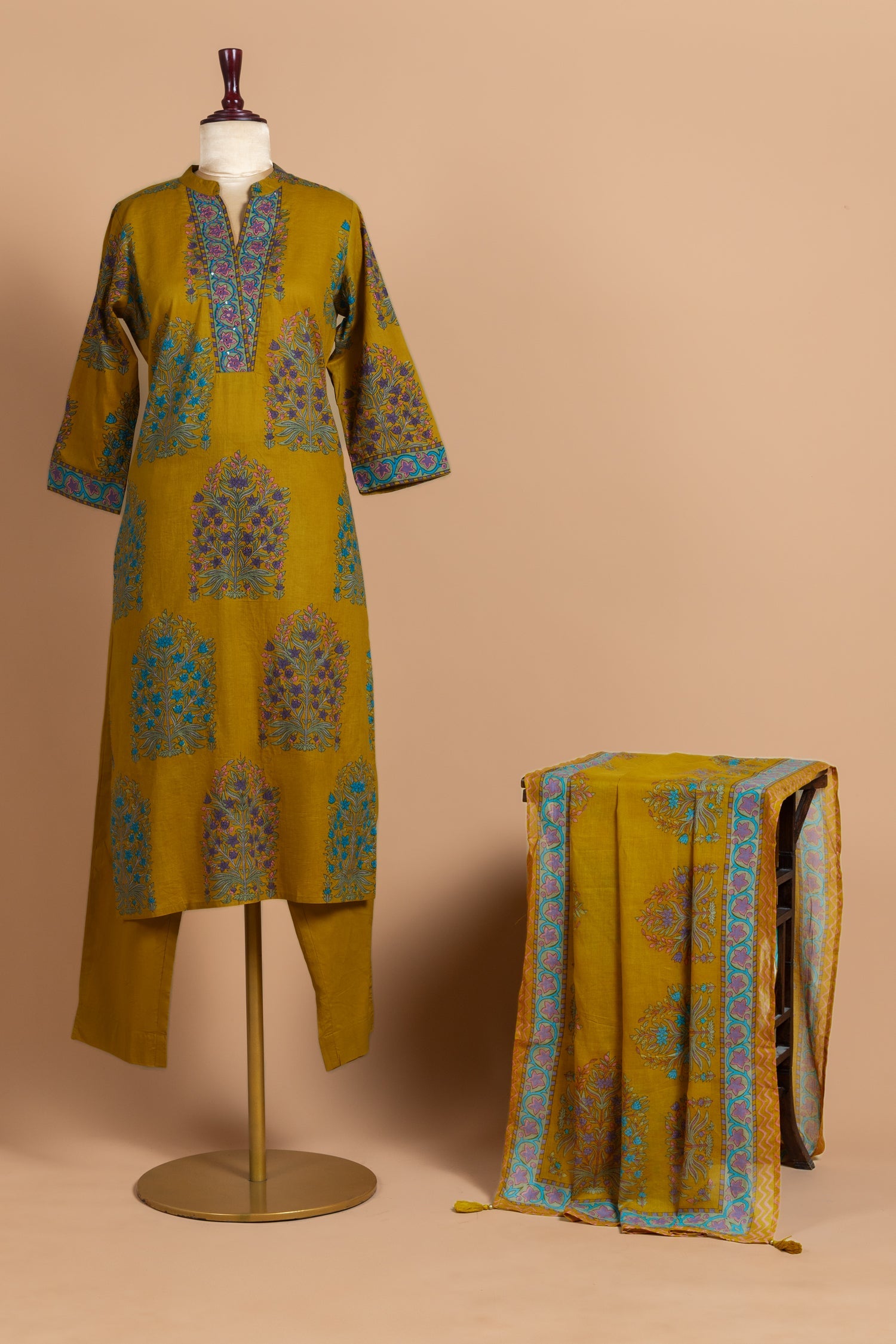 Afreen Mustard Cotton Readymade Set Sterling House