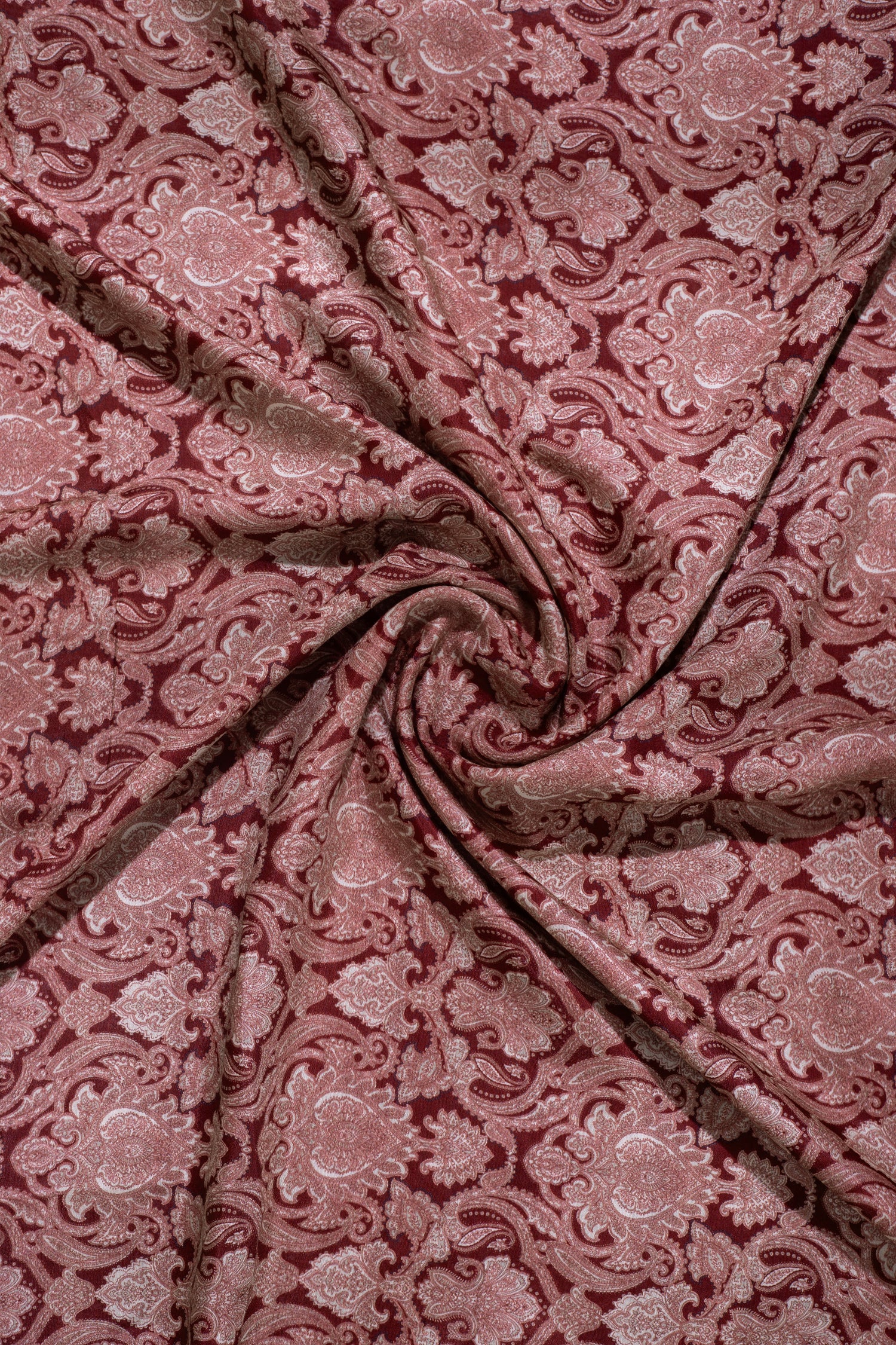 Afreen Maroon Printed Cotton Blend Fabric