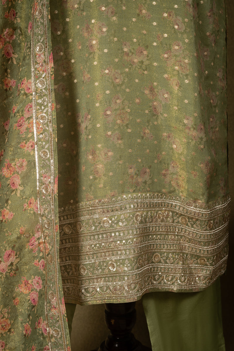 Sage Green Embroidered Readymade Set