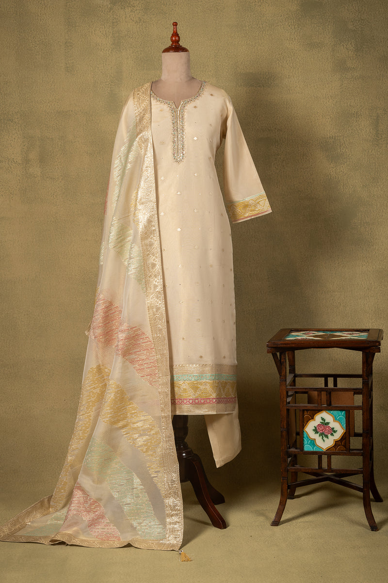 Off-White Pastel Silk Blend Readymade Set