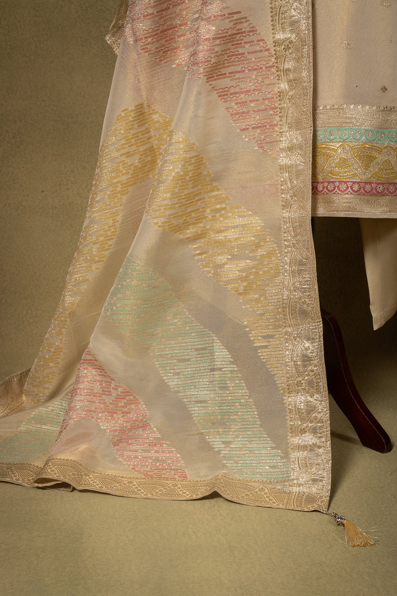 Off-White Pastel Silk Blend Readymade Set