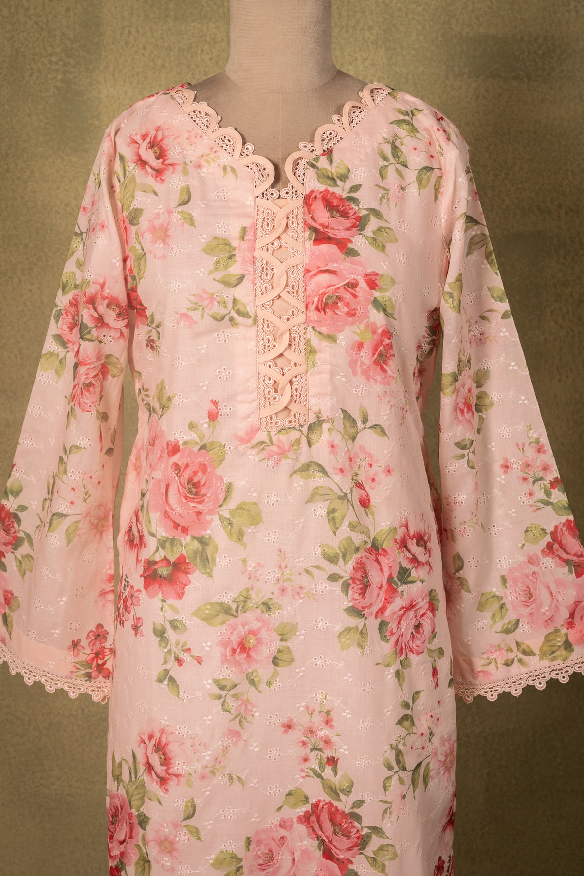 Light Pink Floral Lawn Cotton Readymade Set