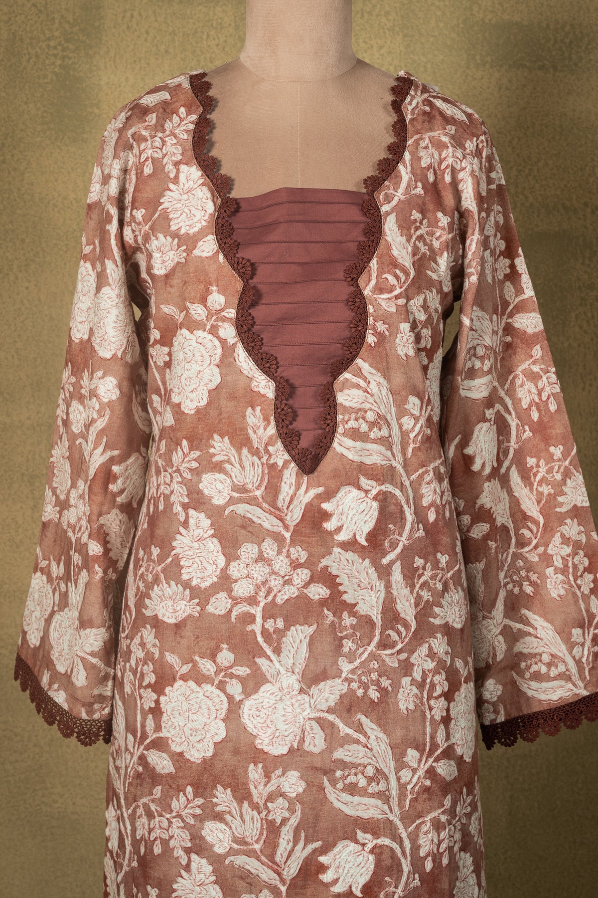Dusty Brown Floral Lawn Cotton Readymade Set