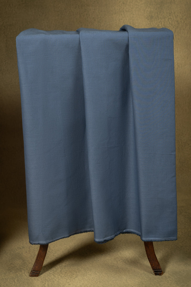 Blue Linen Cotton Floral Embroidered Unstitched Suit
