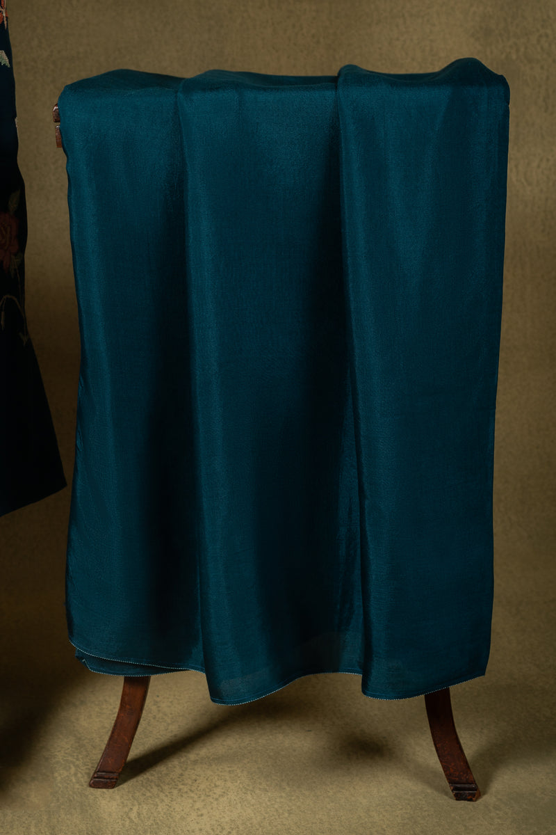 Peacock Blue Floral Muslin Embroidered Unstitched Suit Sterling House