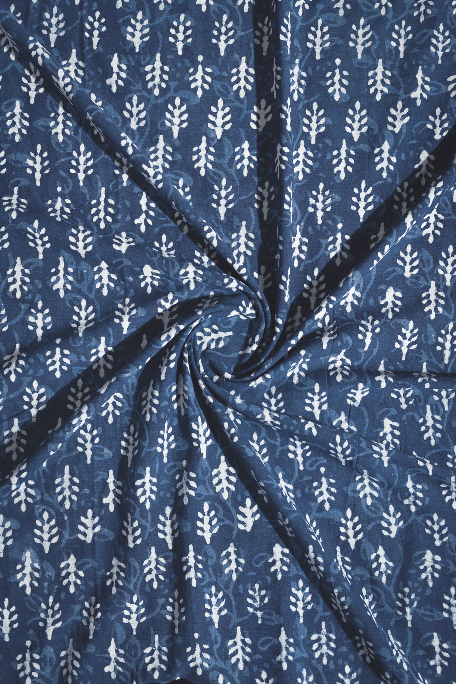 Afreen Organic Blue Printed Lace Cotton Fabric Sterling House
