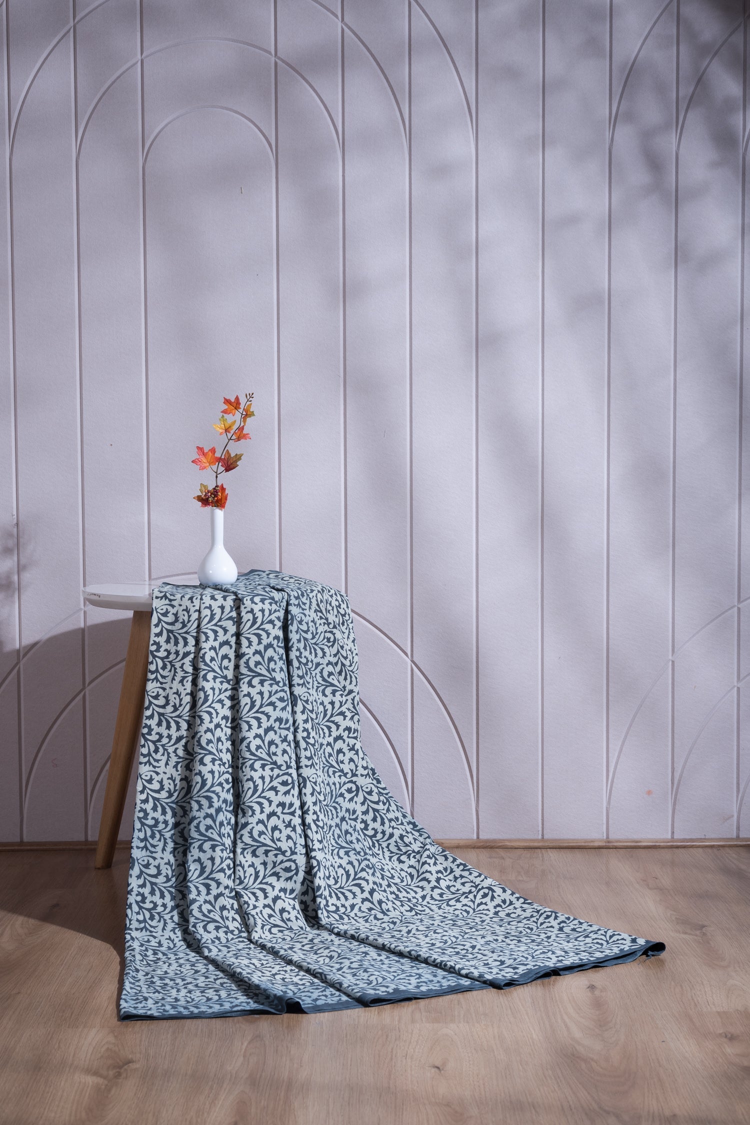 Afreen Organic Printed White with Blue Cotton Fabric Sterling House