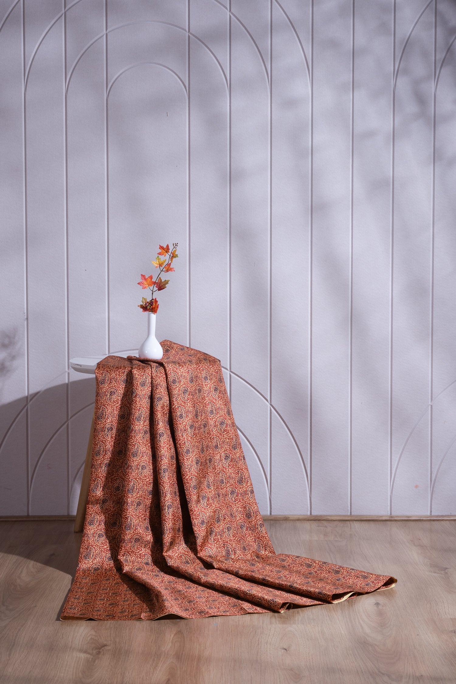 Luxe Rust Printed Blend Silk Fabric Sterling House