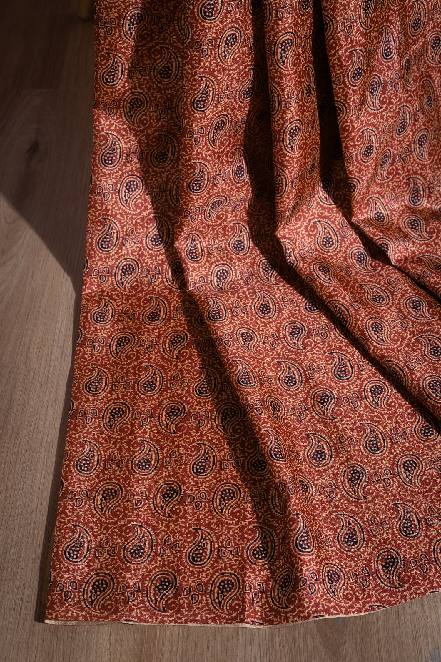 Luxe Rust Printed Blend Silk Fabric Sterling House