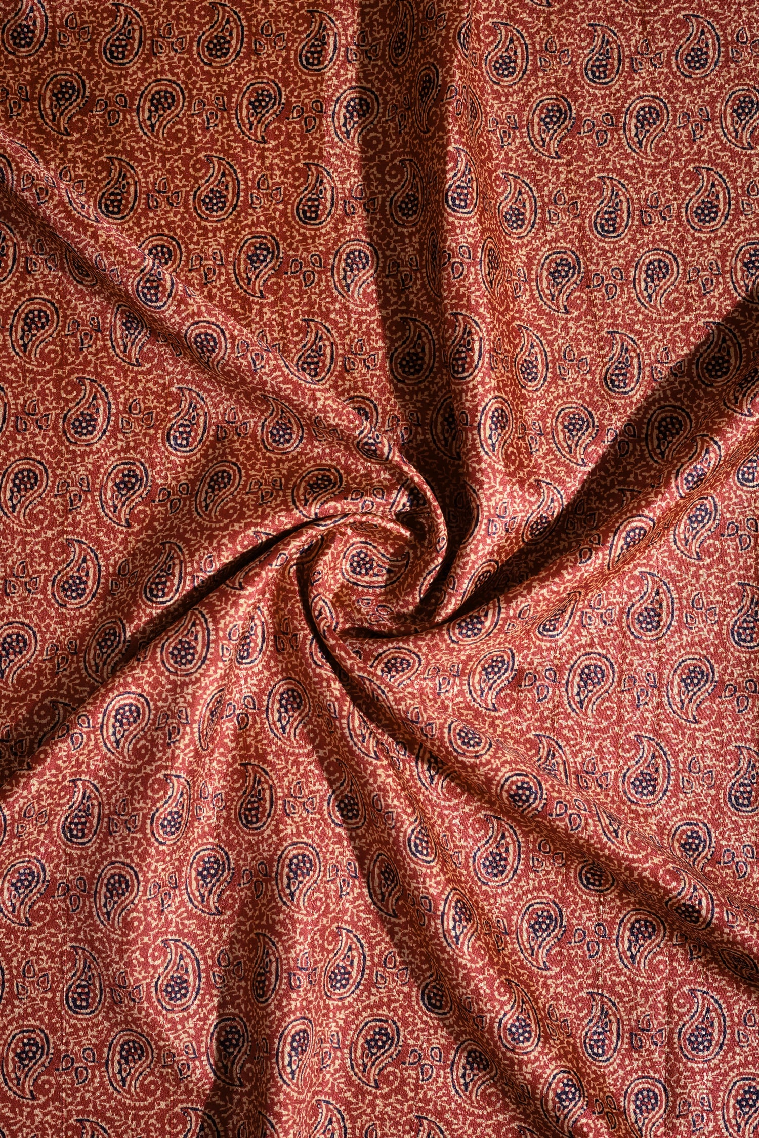 Luxe Rust Printed Blend Silk Fabric Sterling House