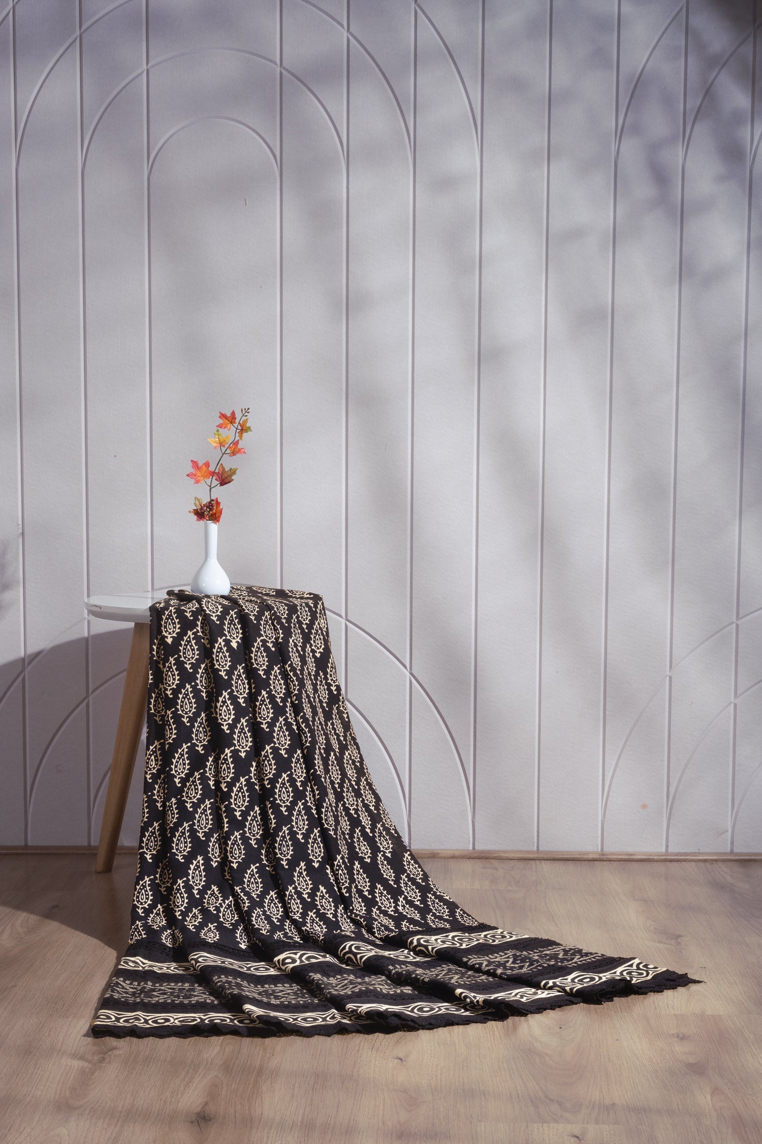 Afreen Black Organic Printed Cotton Fabric