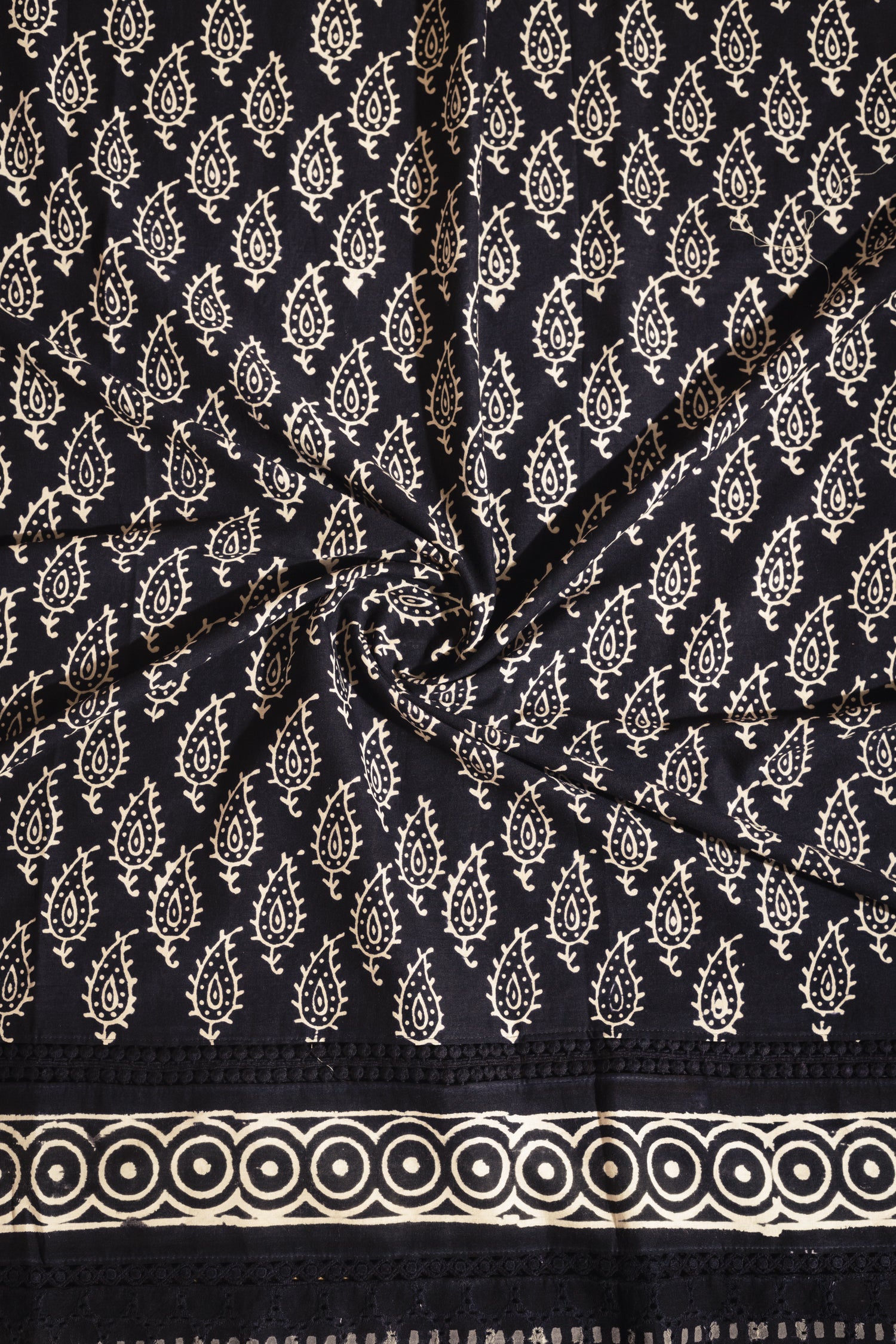 Afreen Black Organic Printed Cotton Fabric