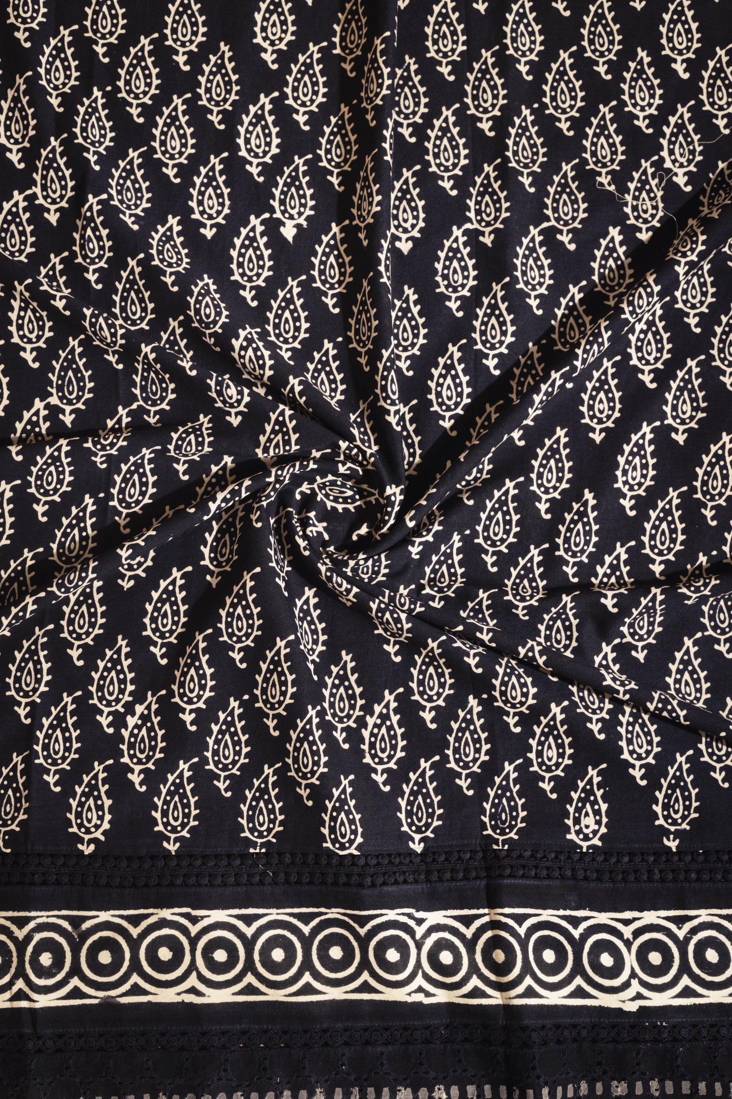 Afreen Black Organic Printed Cotton Fabric Sterling House
