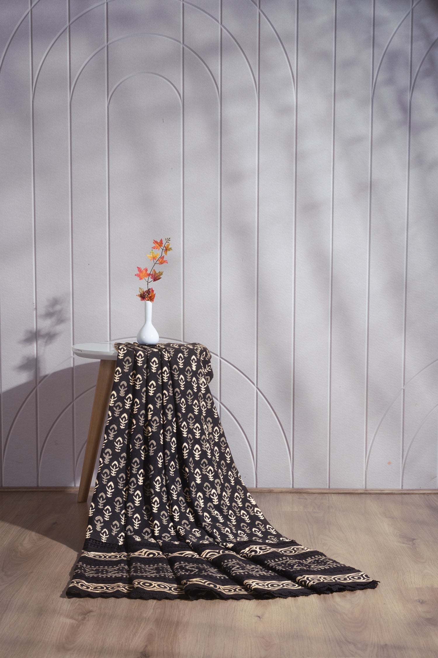 Afreen Black Organic Printed Cotton Fabric Sterling House