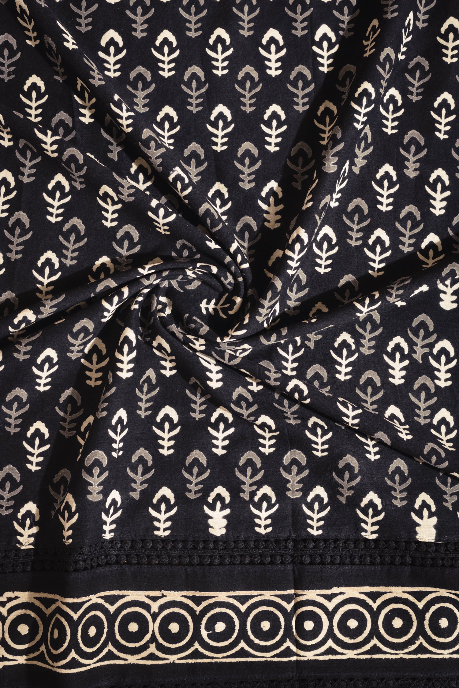 Afreen Black Organic Printed Cotton Fabric