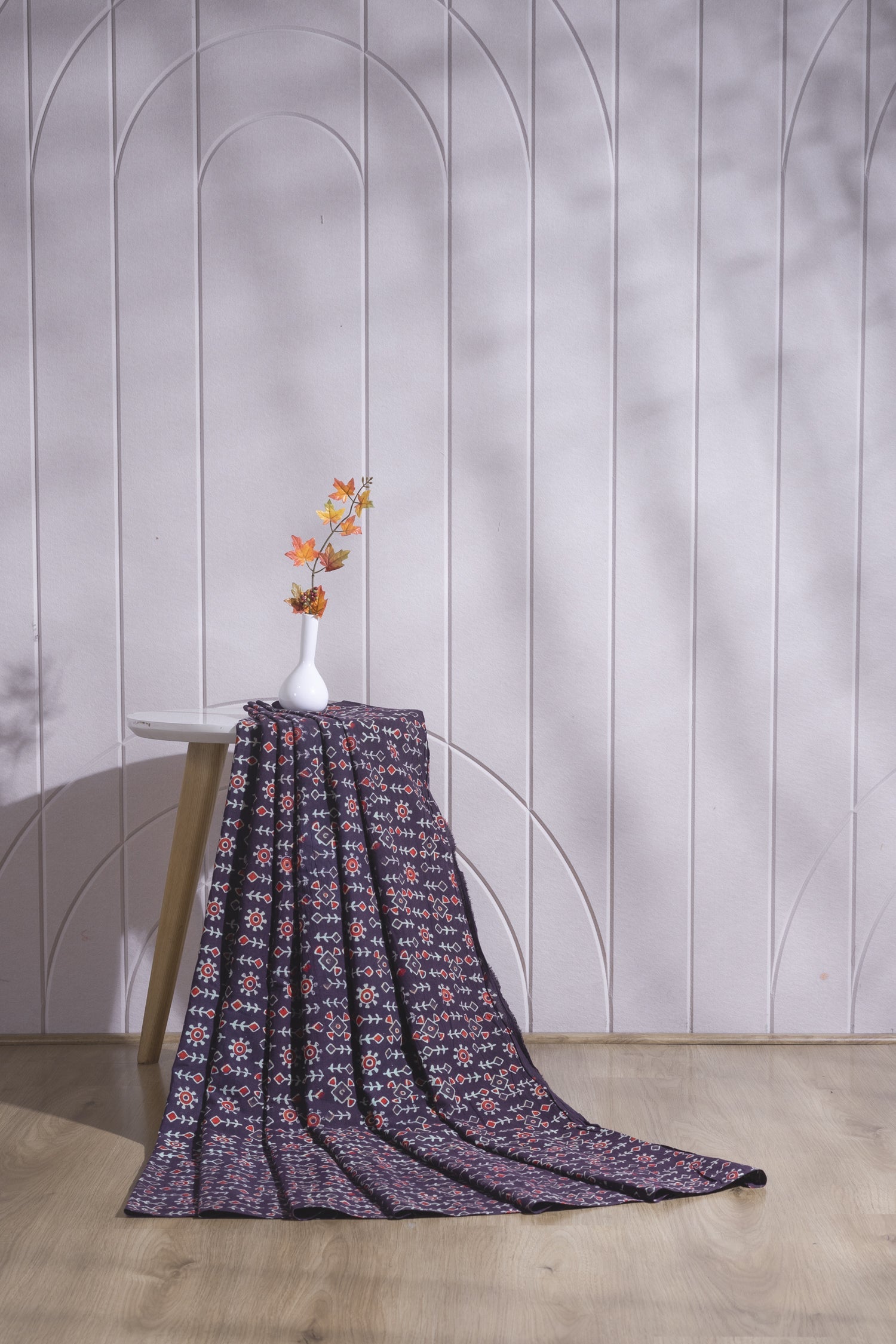 Afreen Purple Organic Printed Cotton Fabric Sterling House