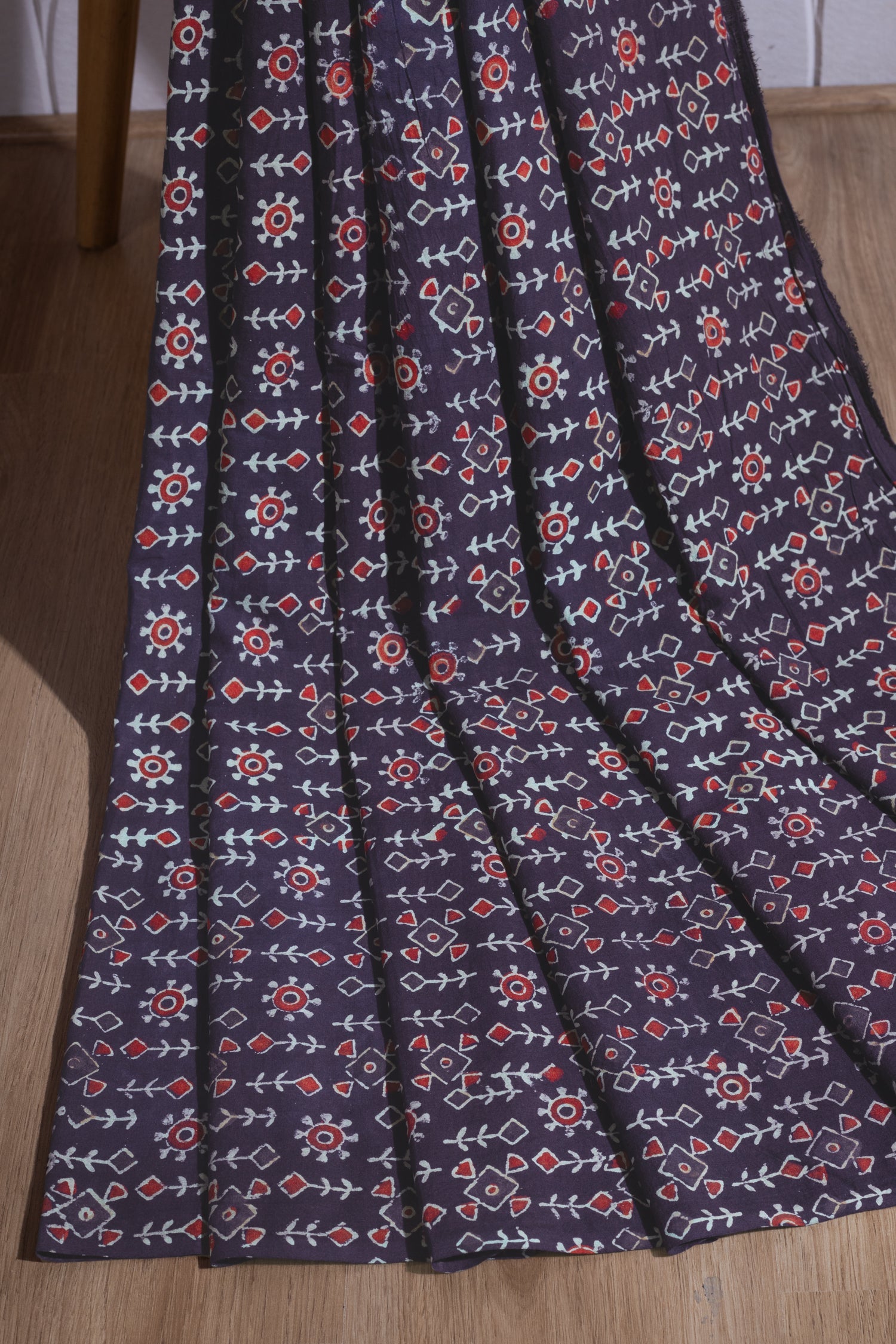 Afreen Purple Organic Printed Cotton Fabric Sterling House