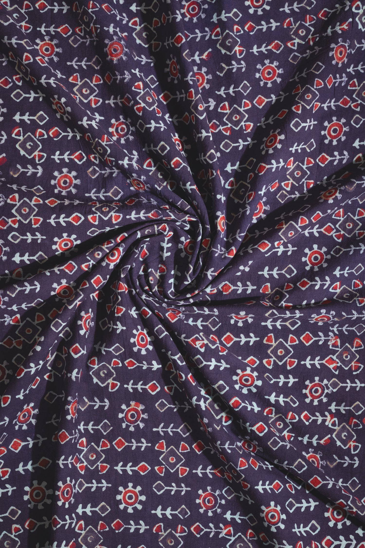 Afreen Purple Organic Printed Cotton Fabric Sterling House