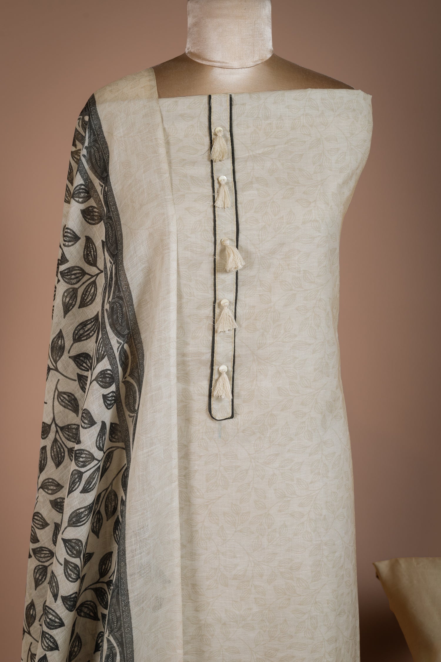 Linen Cream Unstitched Suit Set