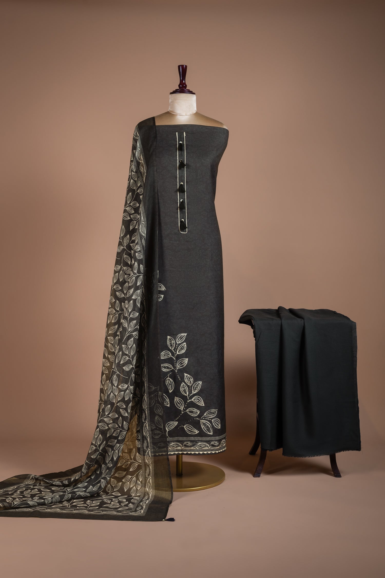 Linen Cotton Ash Grey Unstitched Suit Set