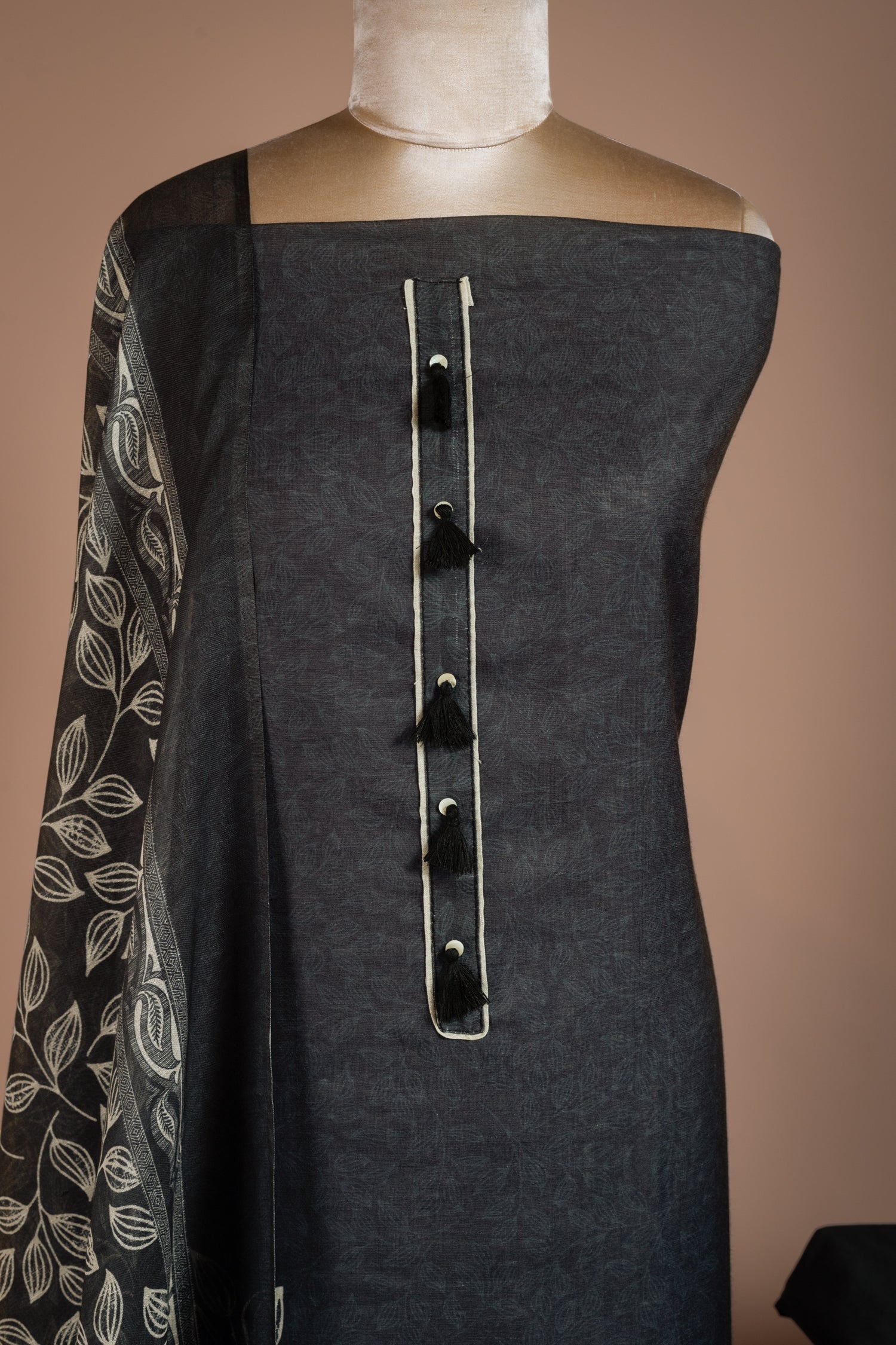 Linen Cotton Ash Grey Unstitched Suit Set Sterling House
