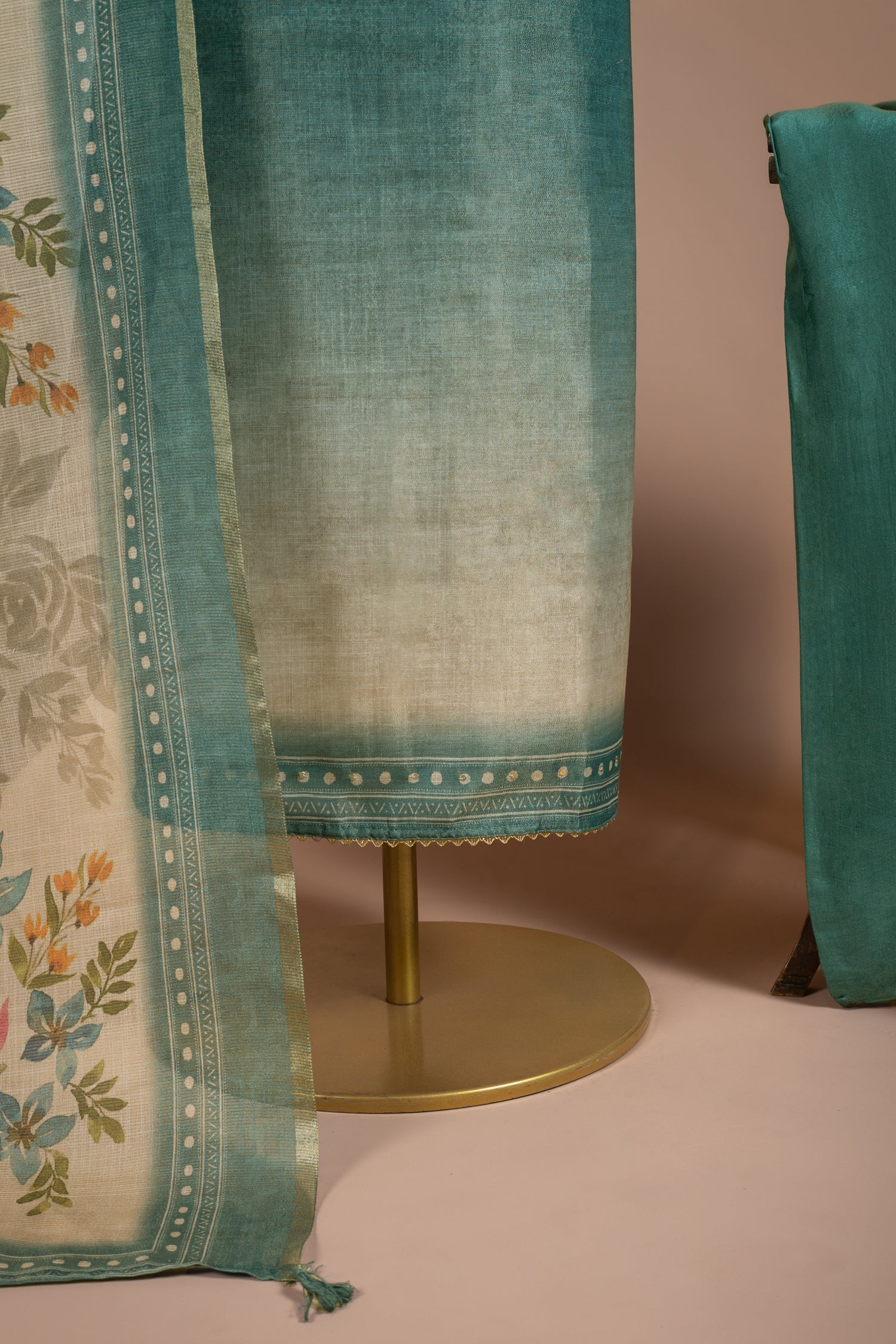 Anokhi Blue Ombre Shimmer Silk Blend Unstitched Suit Set Sterling House