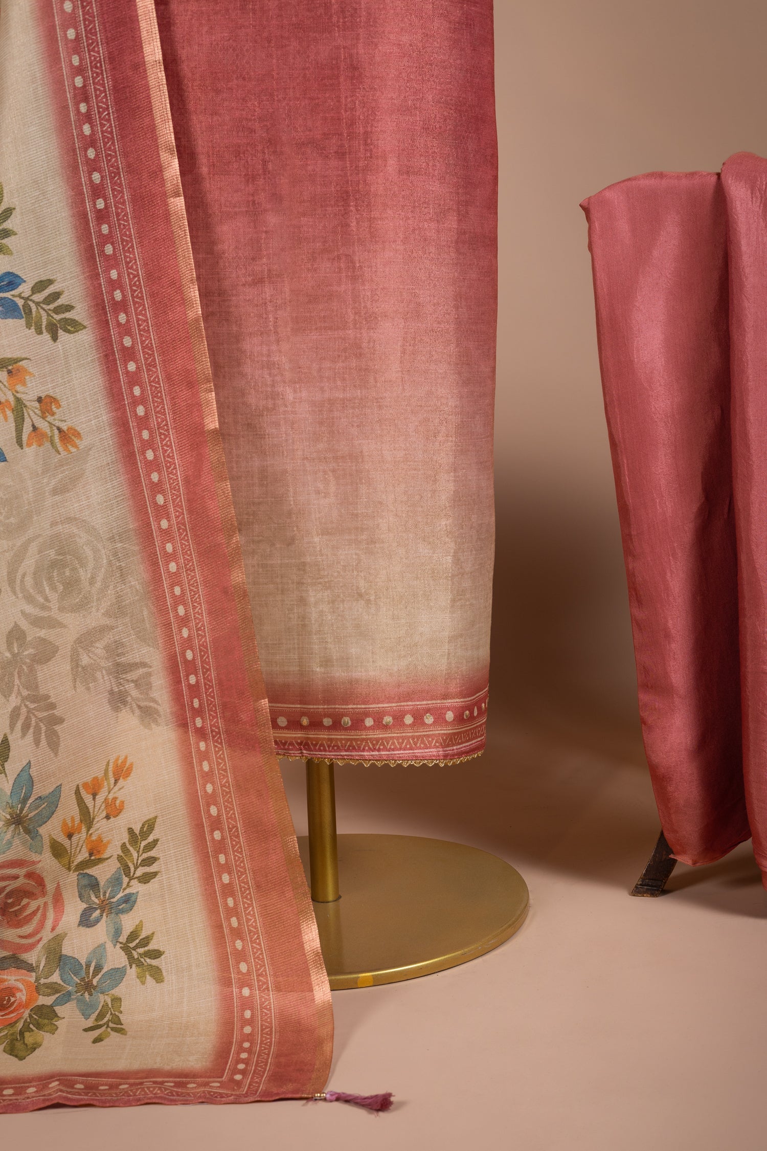Anokhi Pink Ombre Shimmer Silk Blend Unstitched Suit Set Sterling House