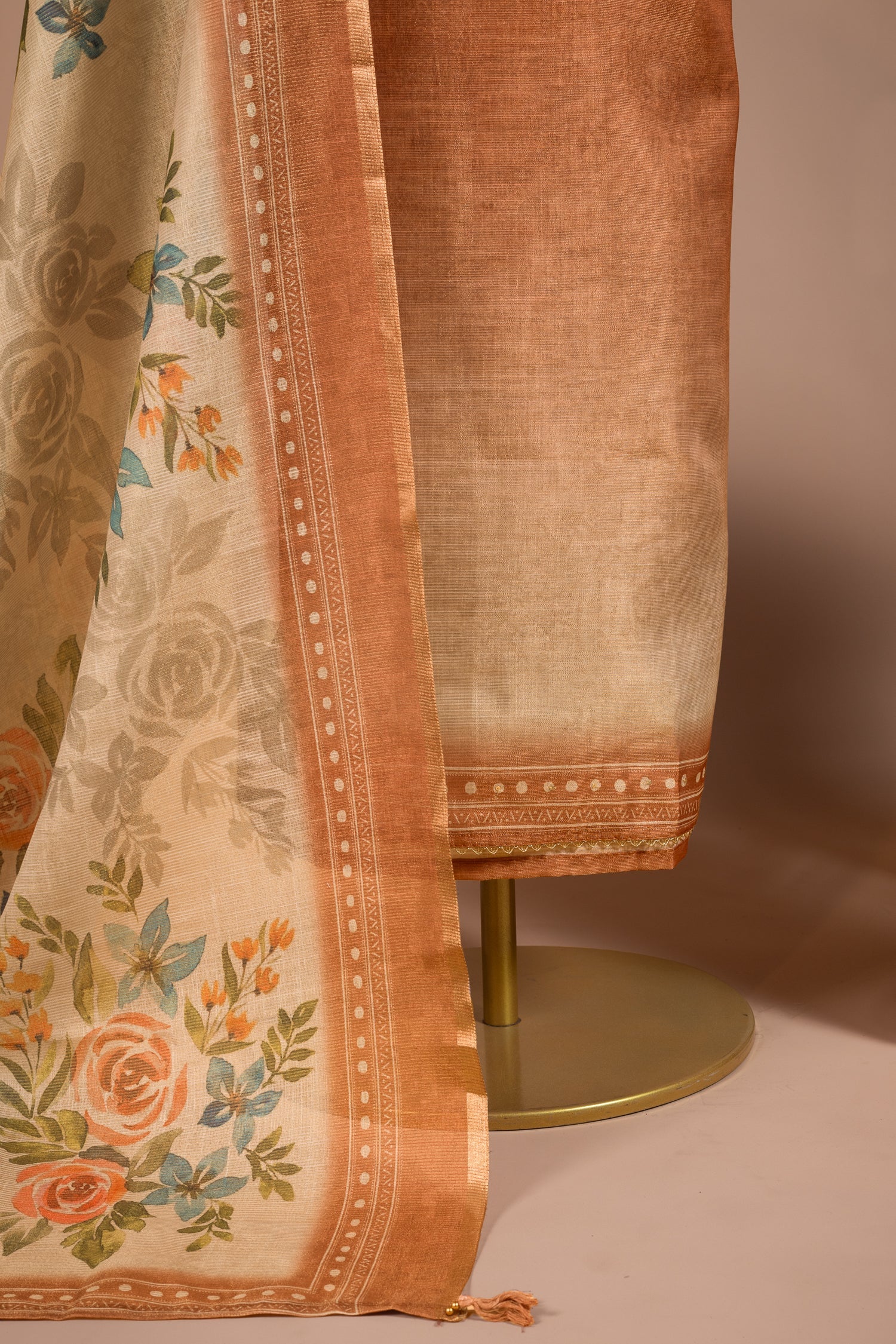 Anokhi Rust Ombre Shimmer Silk Blend Unstitched Suit Set Sterling House